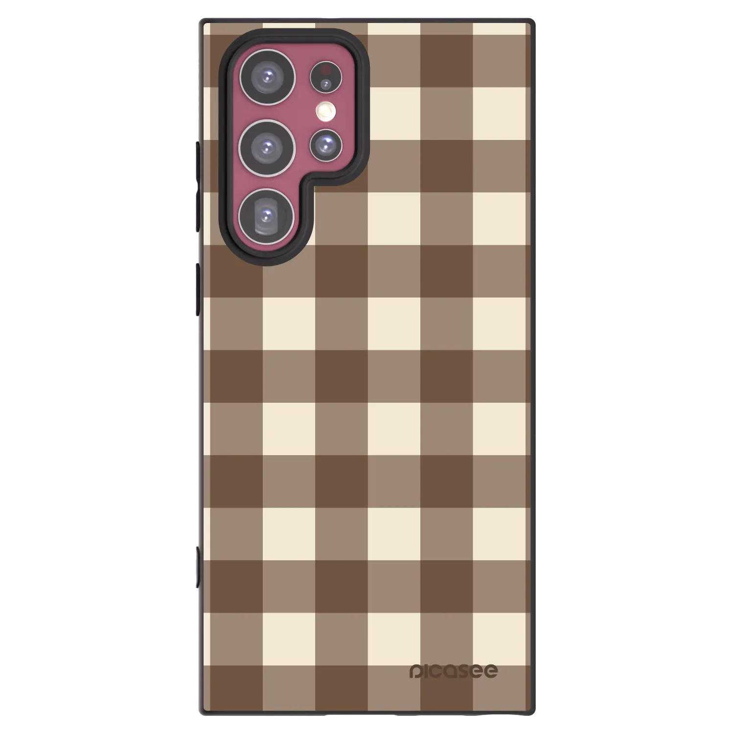 Picasee silikonový černý obal pro Samsung Galaxy S22 Ultra 5G - Brown grid