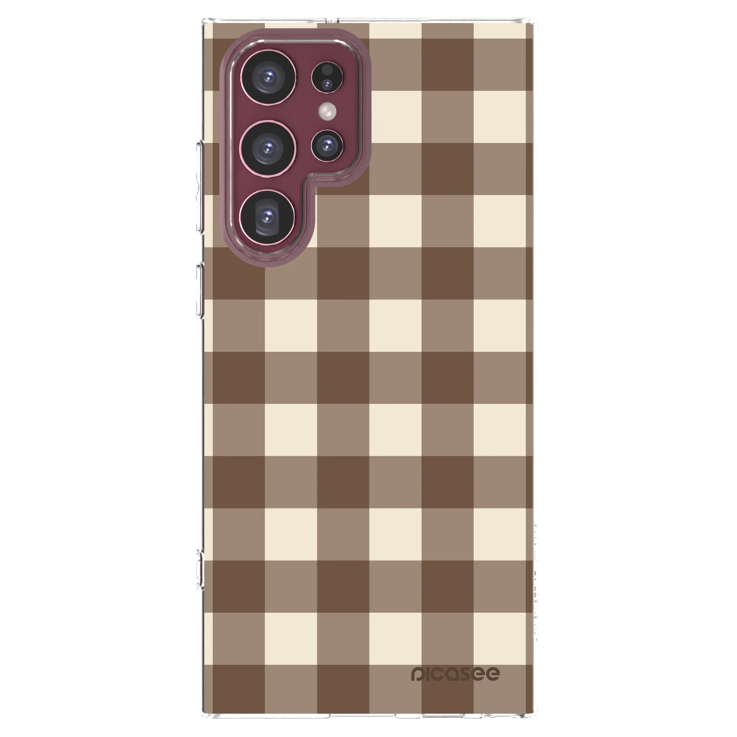 Picasee silikonový průhledný obal pro Samsung Galaxy S22 Ultra 5G - Brown grid