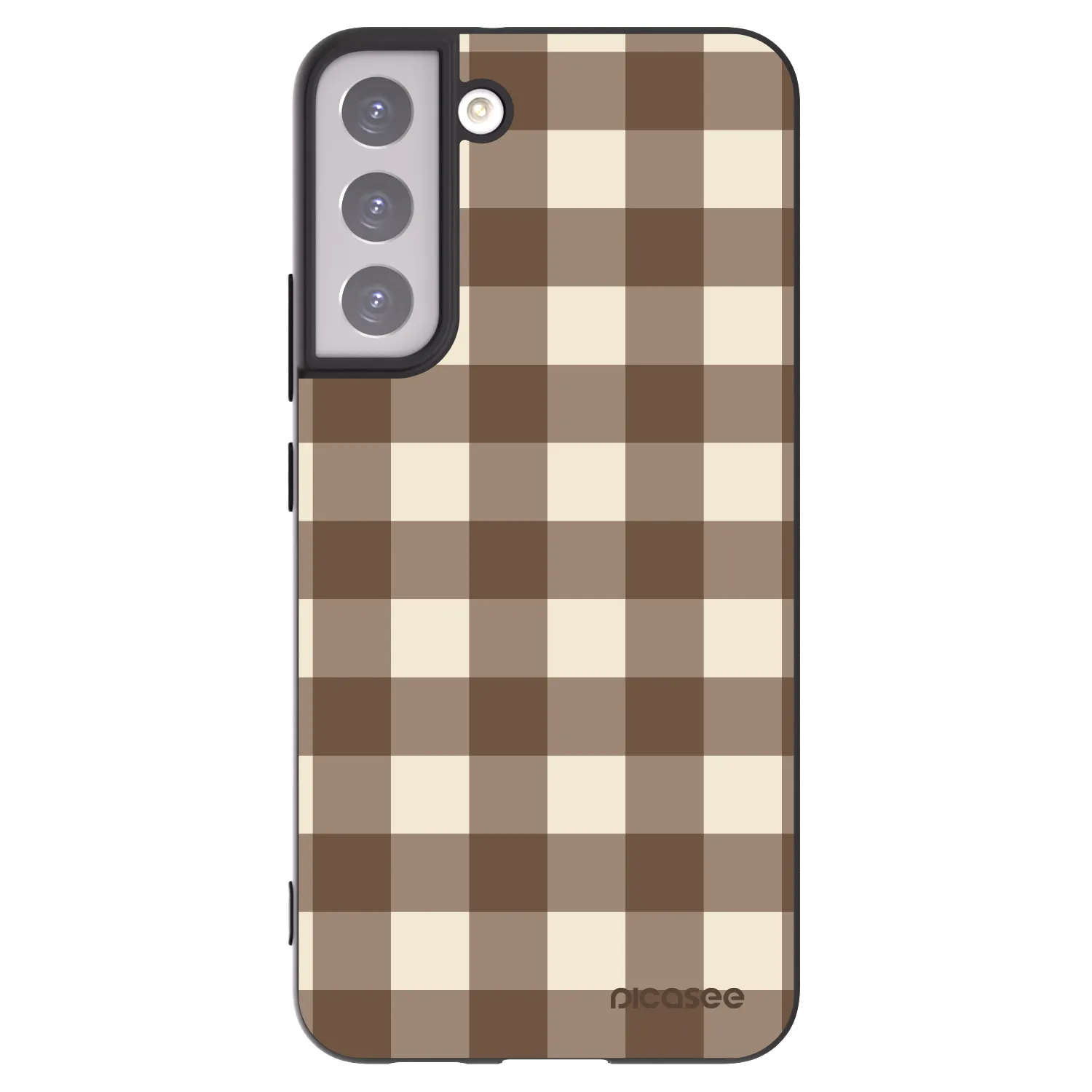 Picasee silikonový černý obal pro Samsung Galaxy S22+ 5G - Brown grid