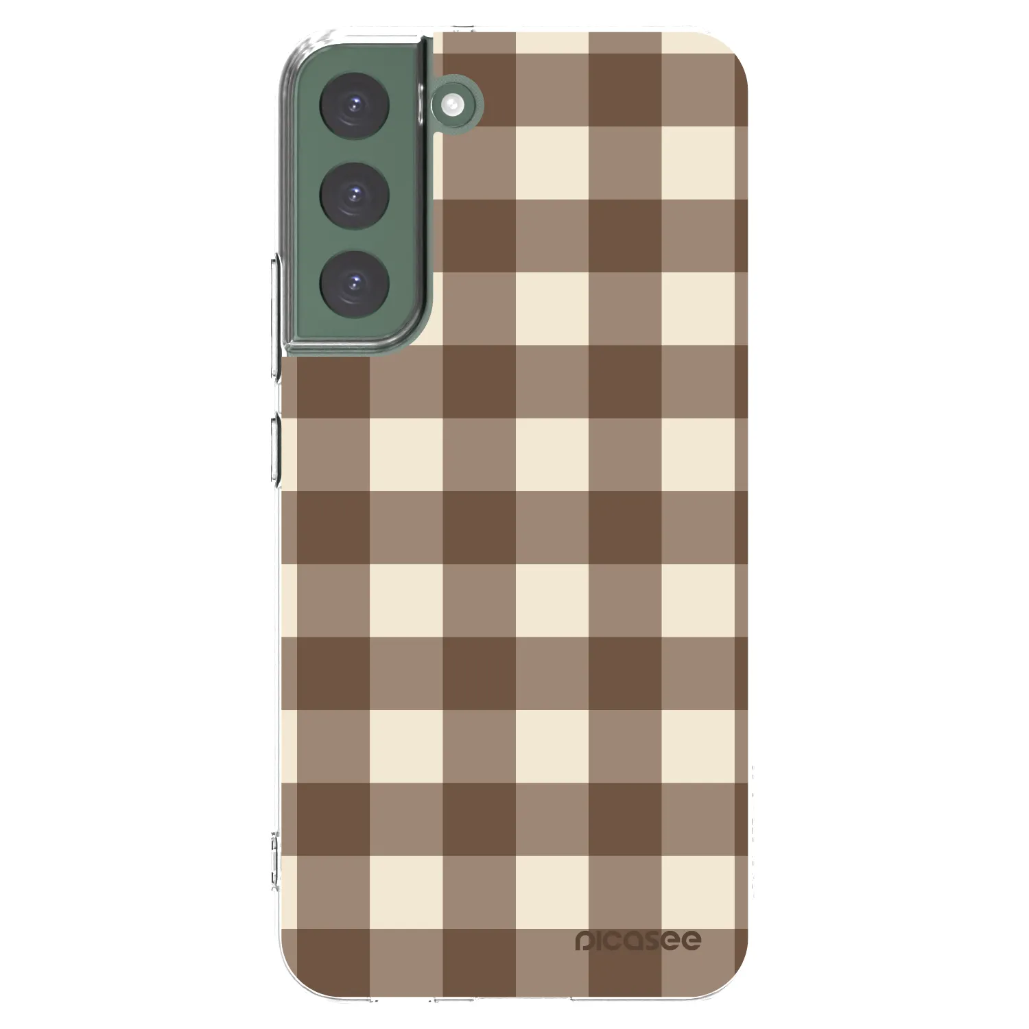 Picasee silikonový průhledný obal pro Samsung Galaxy S22+ 5G - Brown grid