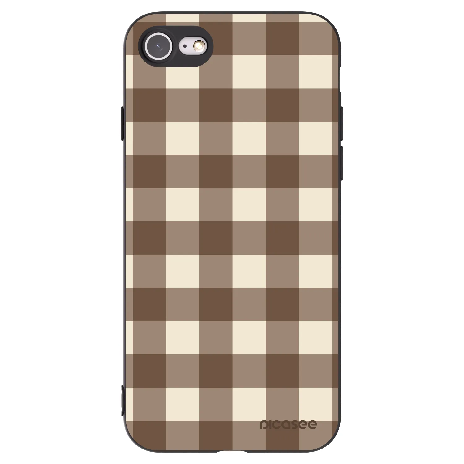 Picasee silikonový černý obal pro Apple iPhone SE 2022 - Brown grid