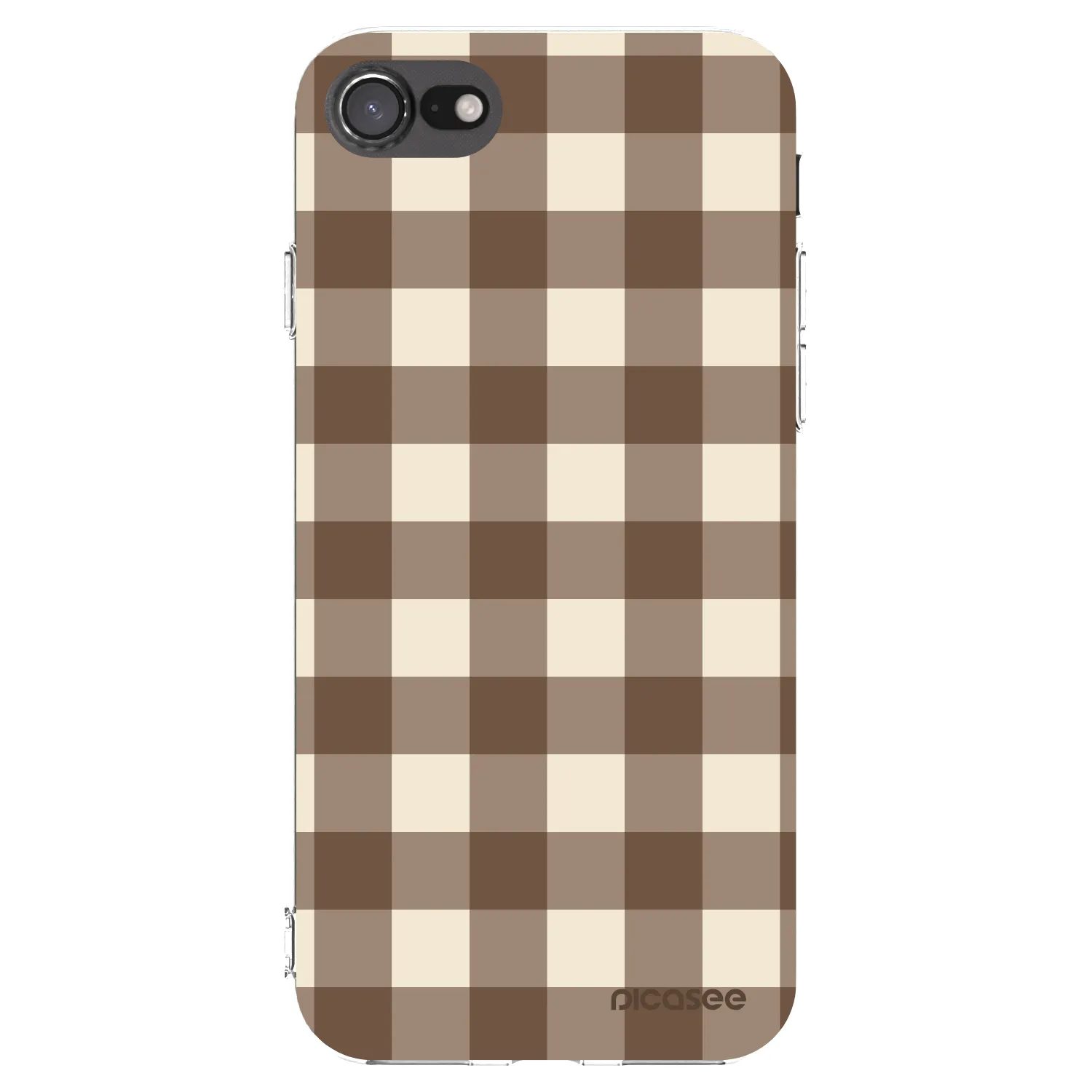 Picasee silikonový průhledný obal pro Apple iPhone SE 2022 - Brown grid