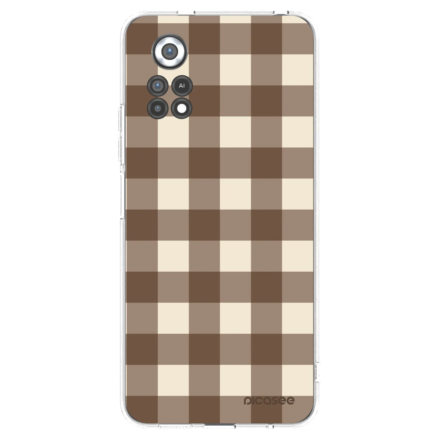 Picasee silikonový průhledný obal pro Xiaomi Poco X4 Pro 5G - Brown grid