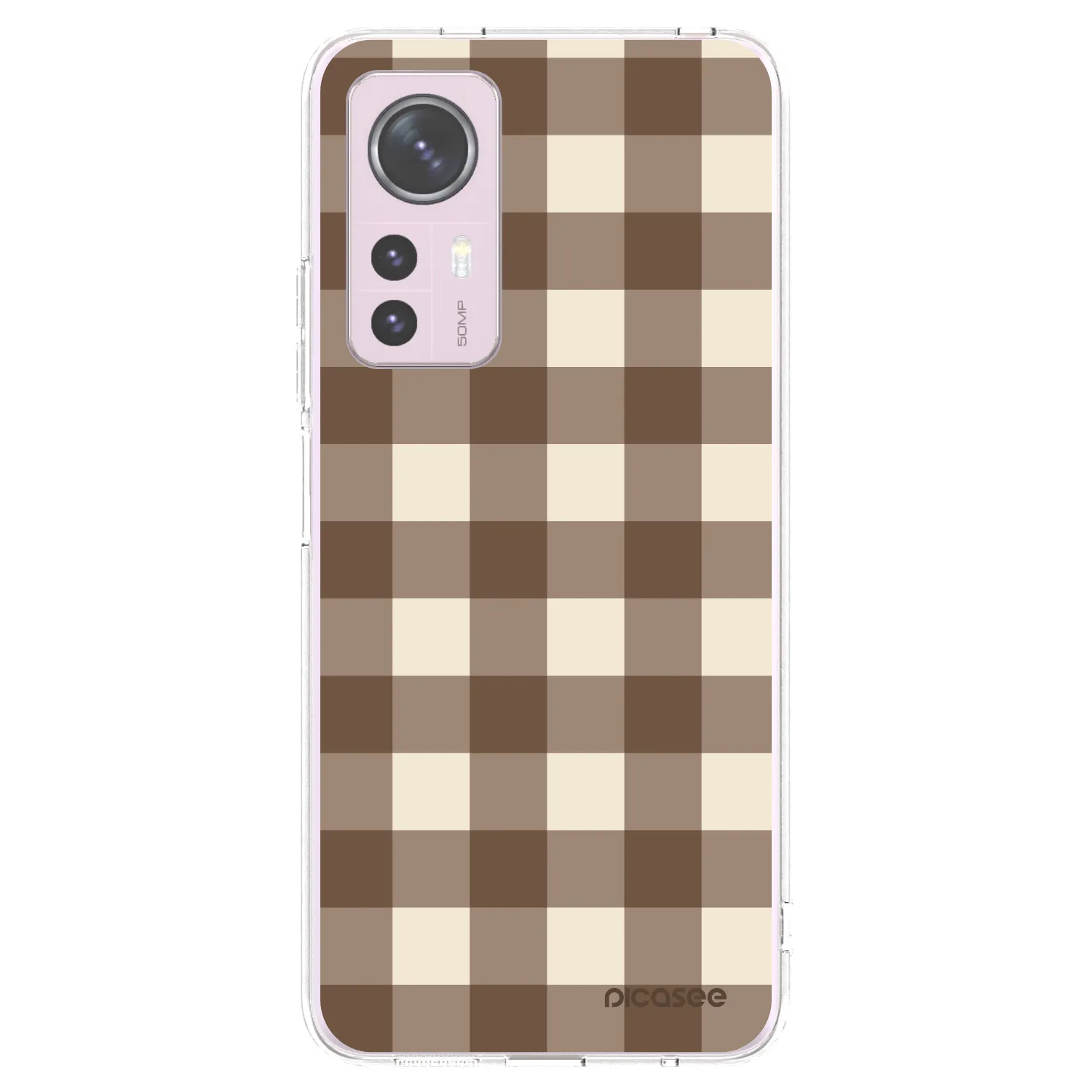 Picasee silikonový průhledný obal pro Xiaomi 12 - Brown grid