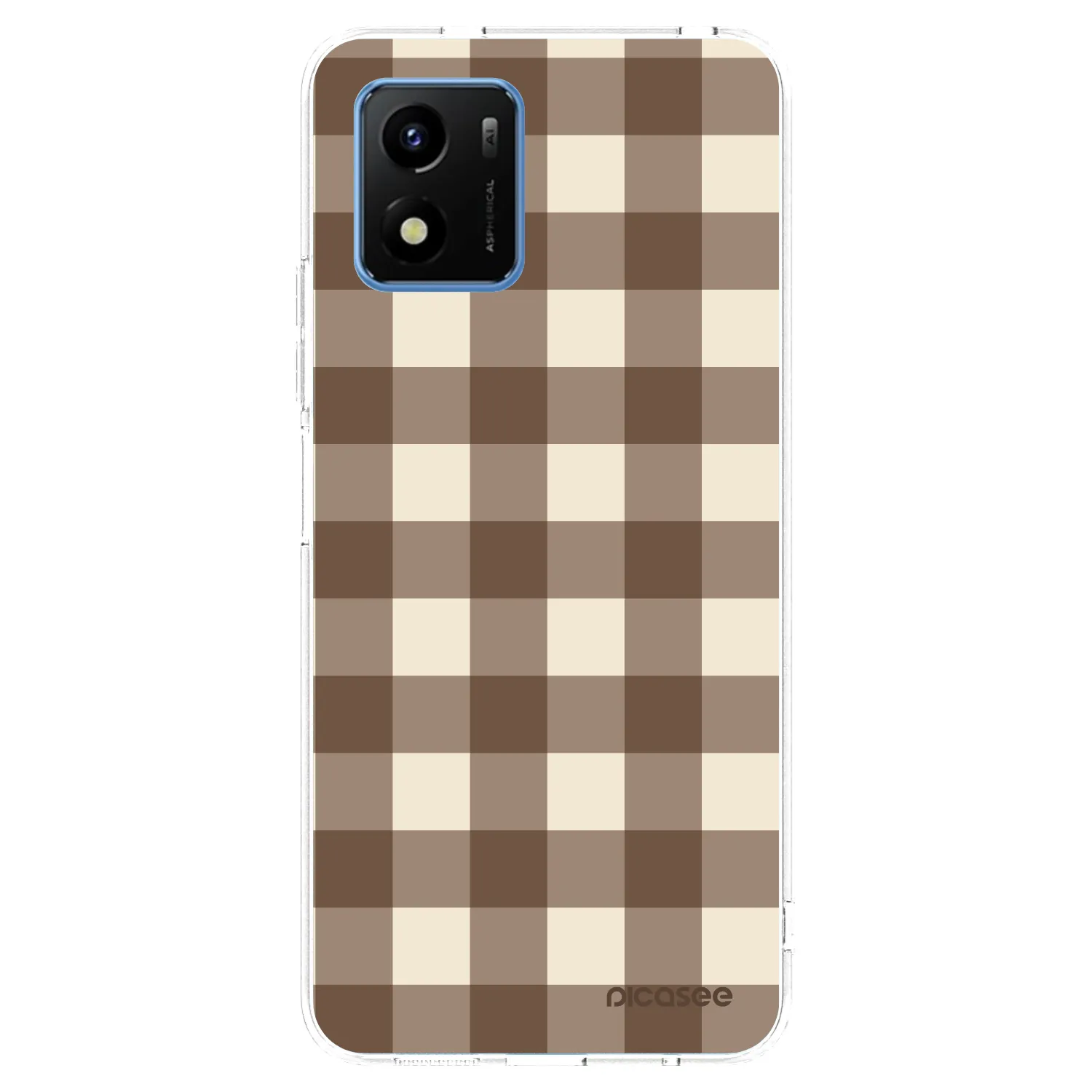 Picasee silikonový průhledný obal pro Vivo Y01 - Brown grid