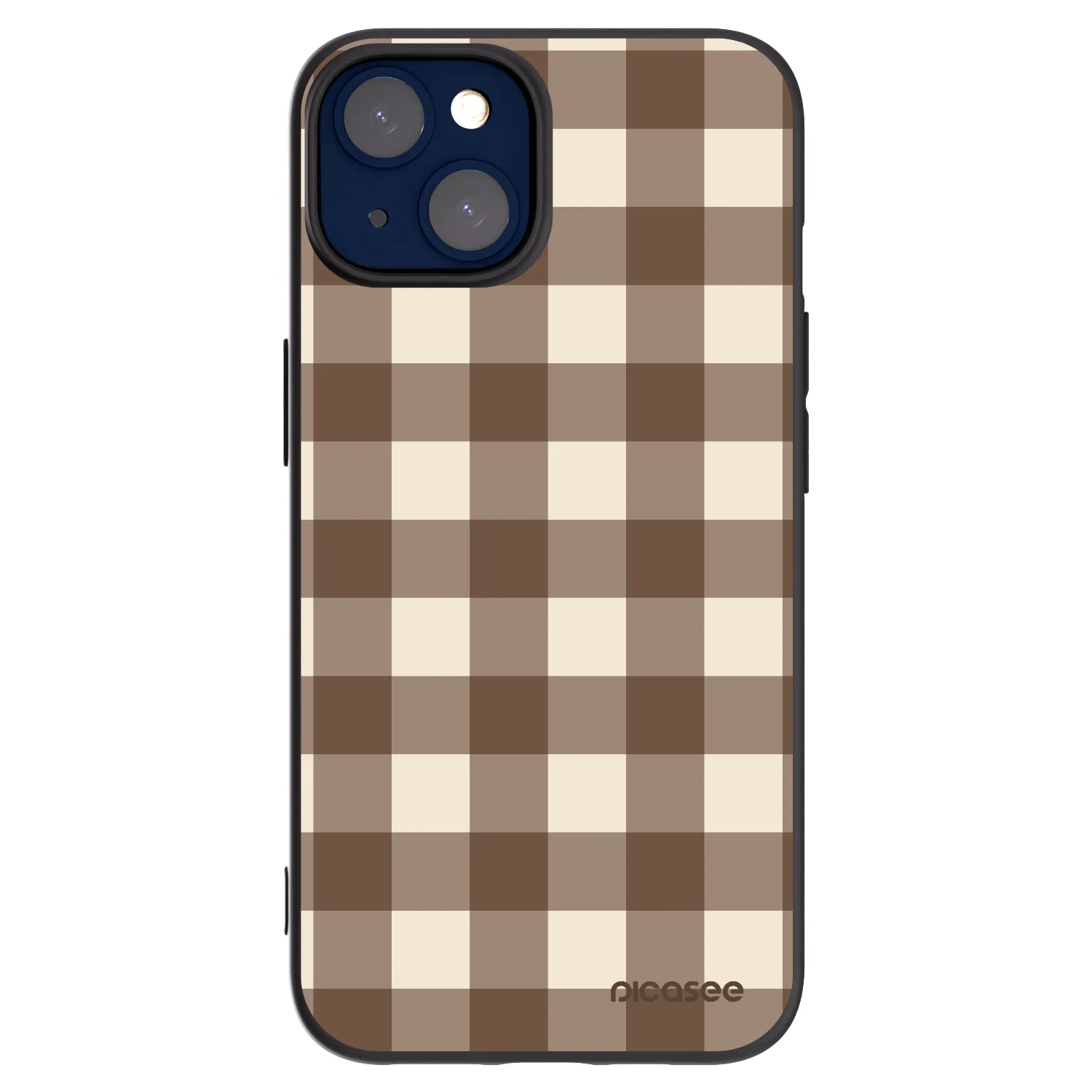 Picasee silikonový černý obal pro Apple iPhone 14 - Brown grid