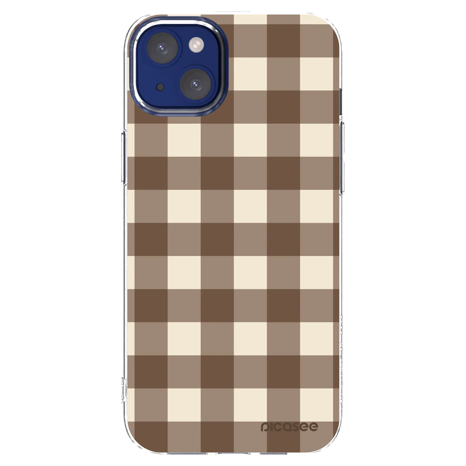 Picasee silikonový průhledný obal pro Apple iPhone 14 Plus - Brown grid