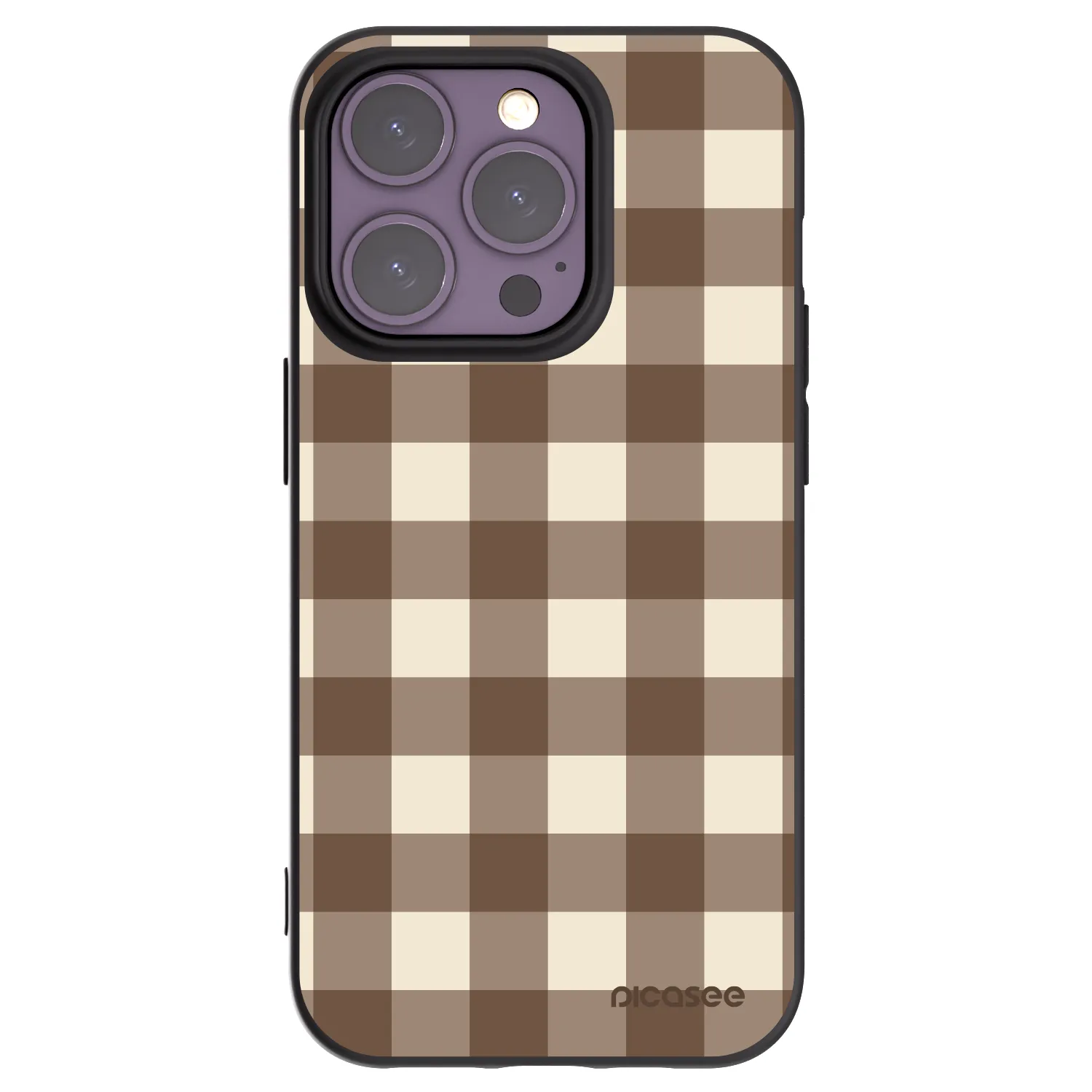 Picasee silikonový černý obal pro Apple iPhone 14 Pro - Brown grid