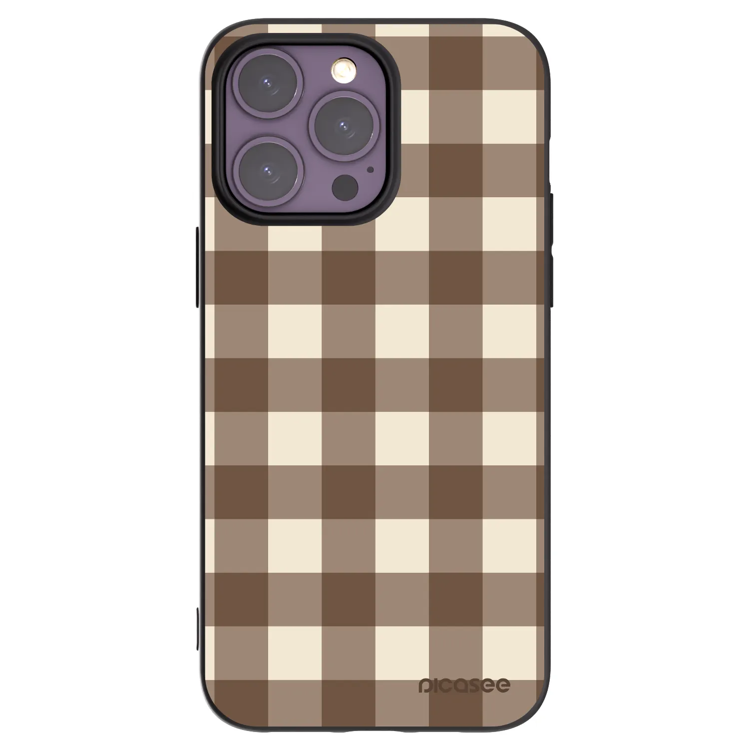Picasee silikonový černý obal pro Apple iPhone 14 Pro Max - Brown grid