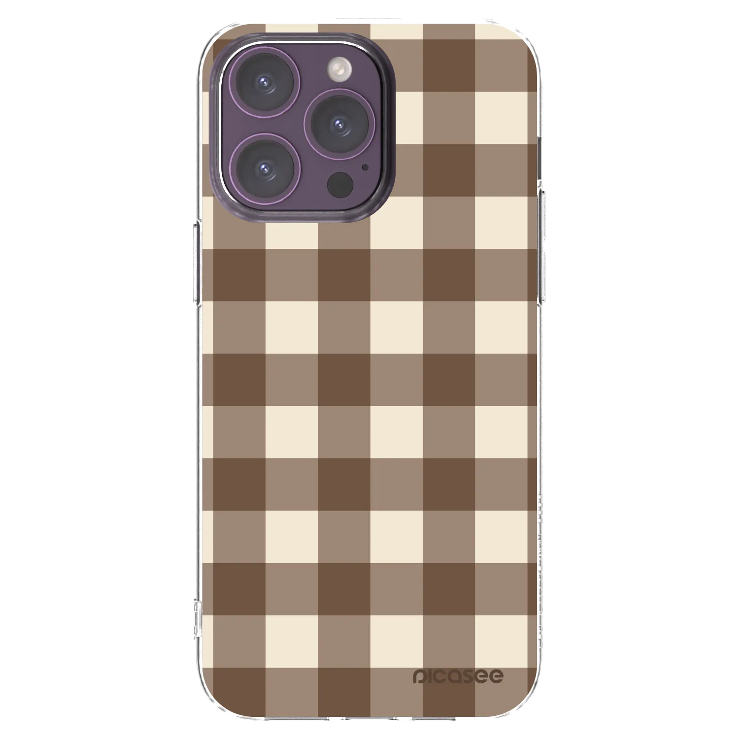 Picasee silikonový průhledný obal pro Apple iPhone 14 Pro Max - Brown grid