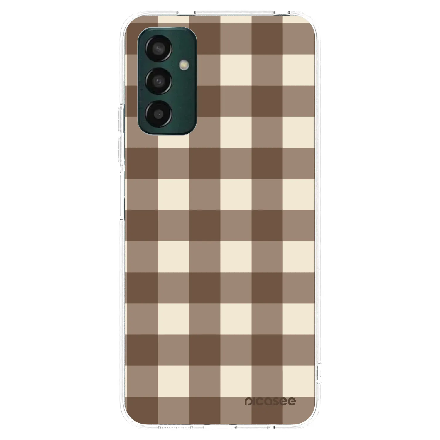 Picasee silikonový průhledný obal pro Samsung Galaxy M13 M135F - Brown grid