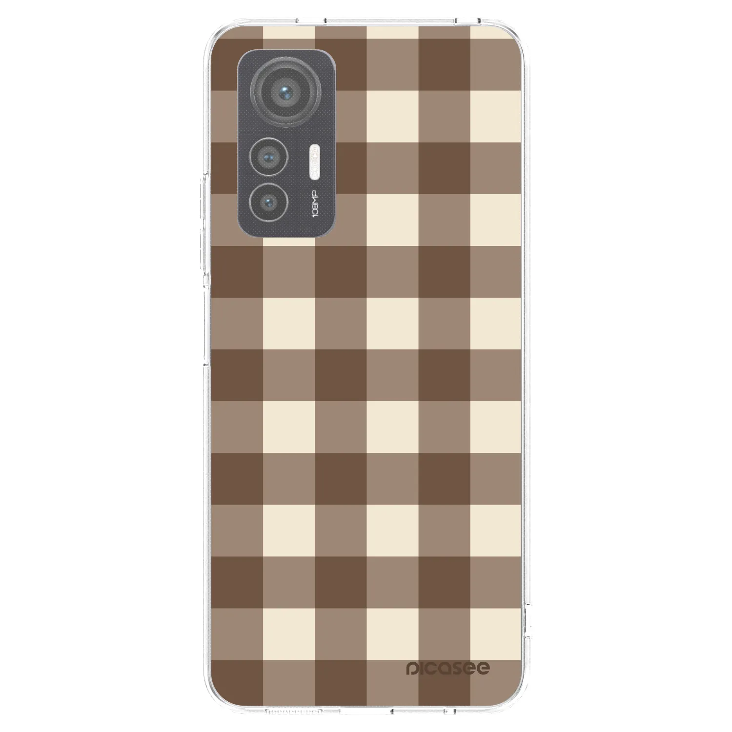 Picasee silikonový průhledný obal pro Xiaomi 12 Lite - Brown grid