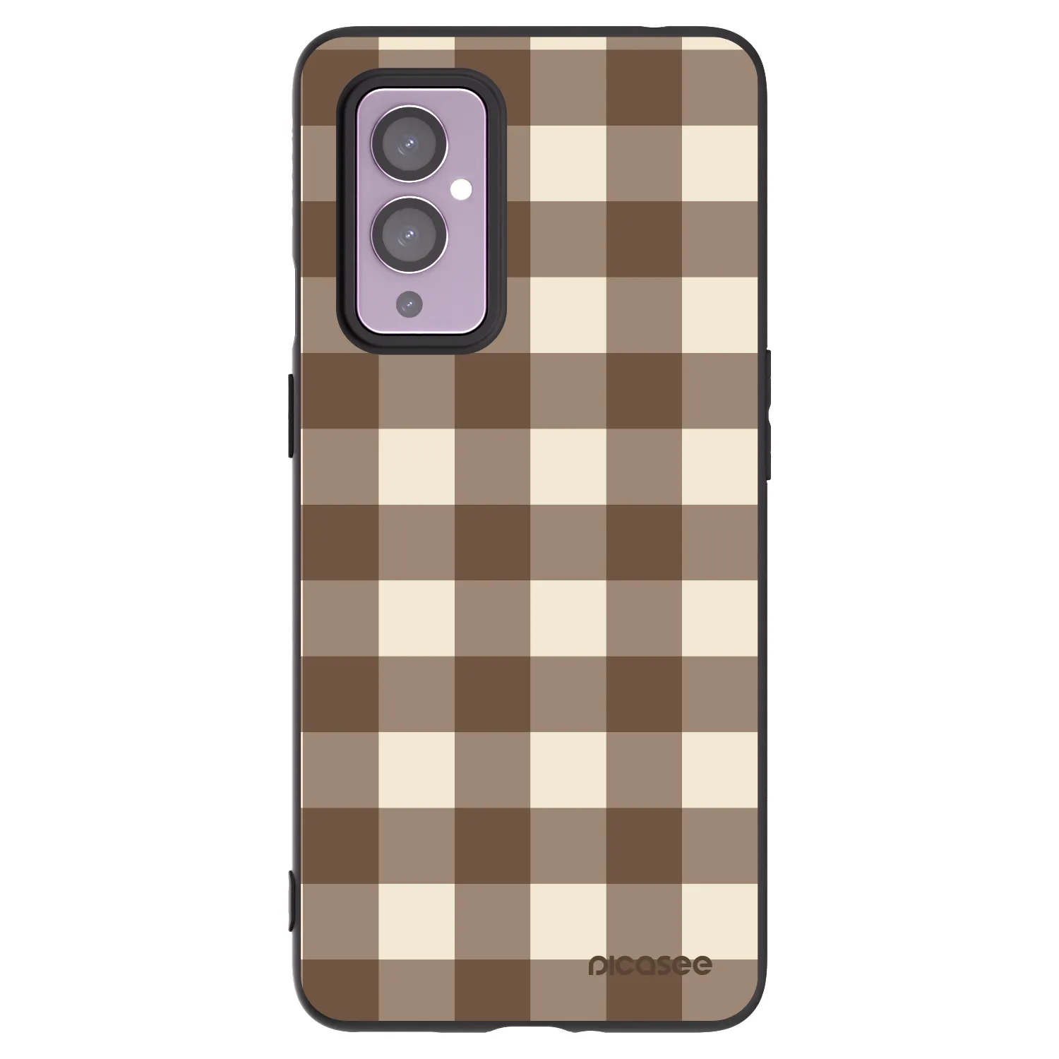 Picasee silikonový černý obal pro OnePlus 9 - Brown grid
