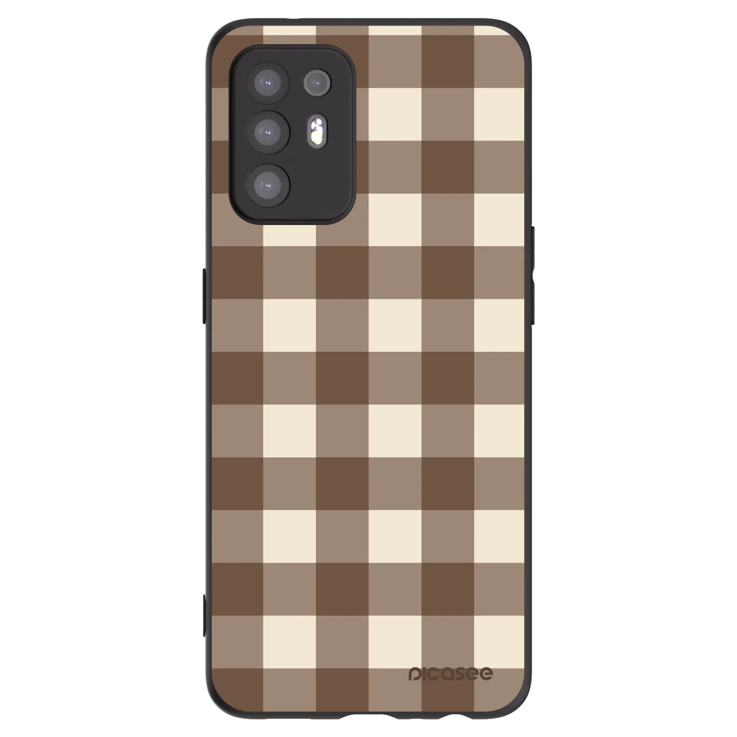 Picasee silikonový černý obal pro OPPO A94 5G - Brown grid
