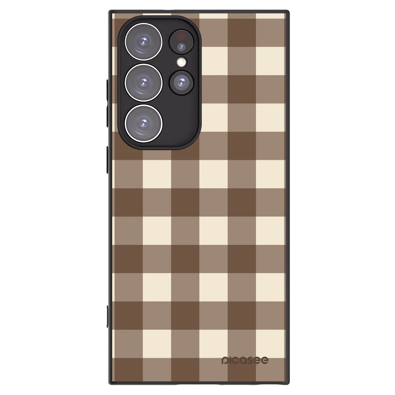Picasee silikonový černý obal pro Samsung Galaxy S23 Ultra 5G - Brown grid