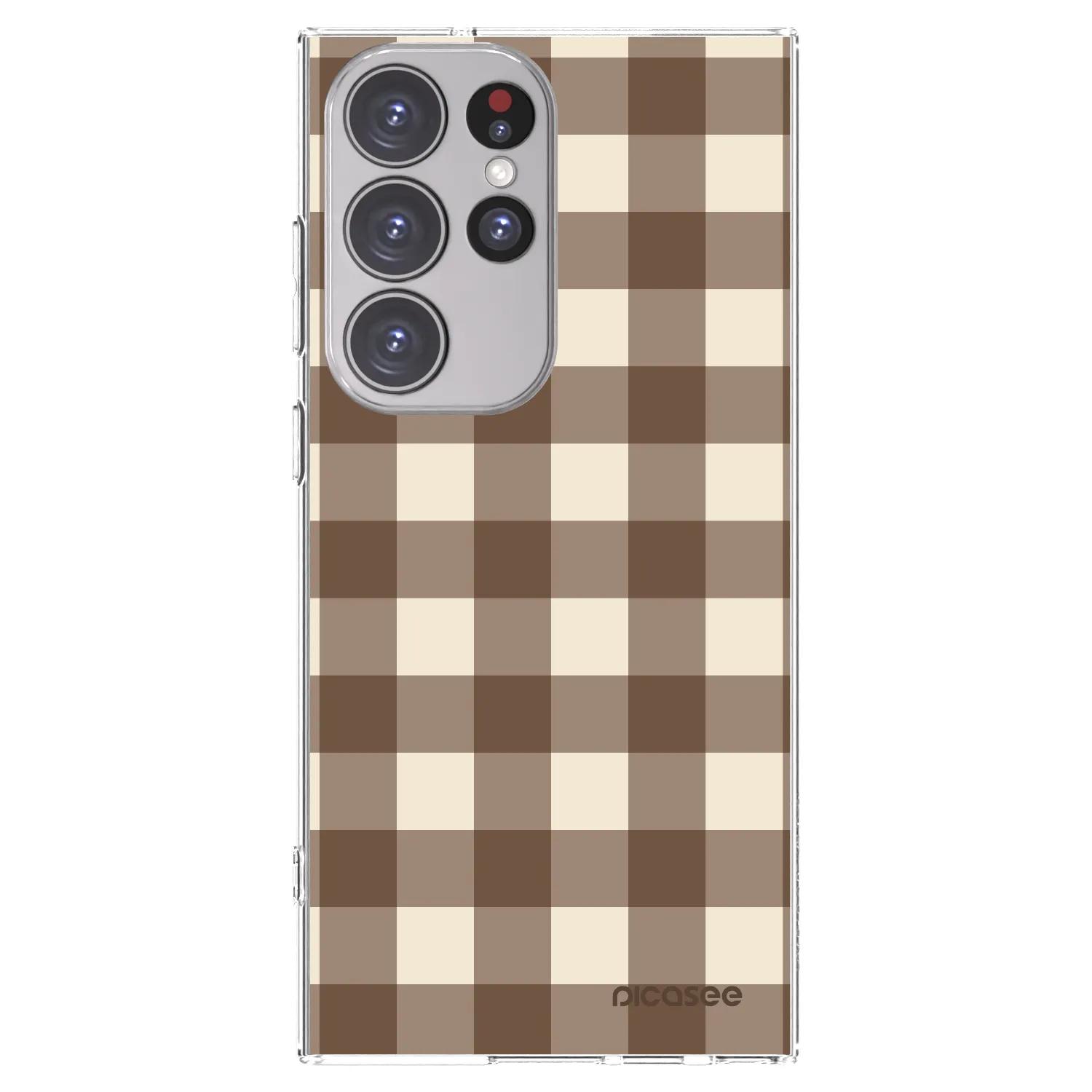 Picasee silikonový průhledný obal pro Samsung Galaxy S23 Ultra 5G - Brown grid
