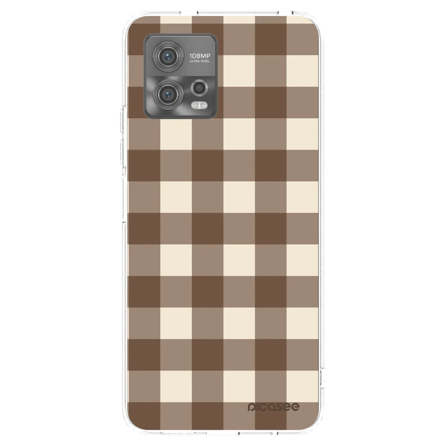 Picasee silikonový průhledný obal pro Motorola Moto G72 - Brown grid