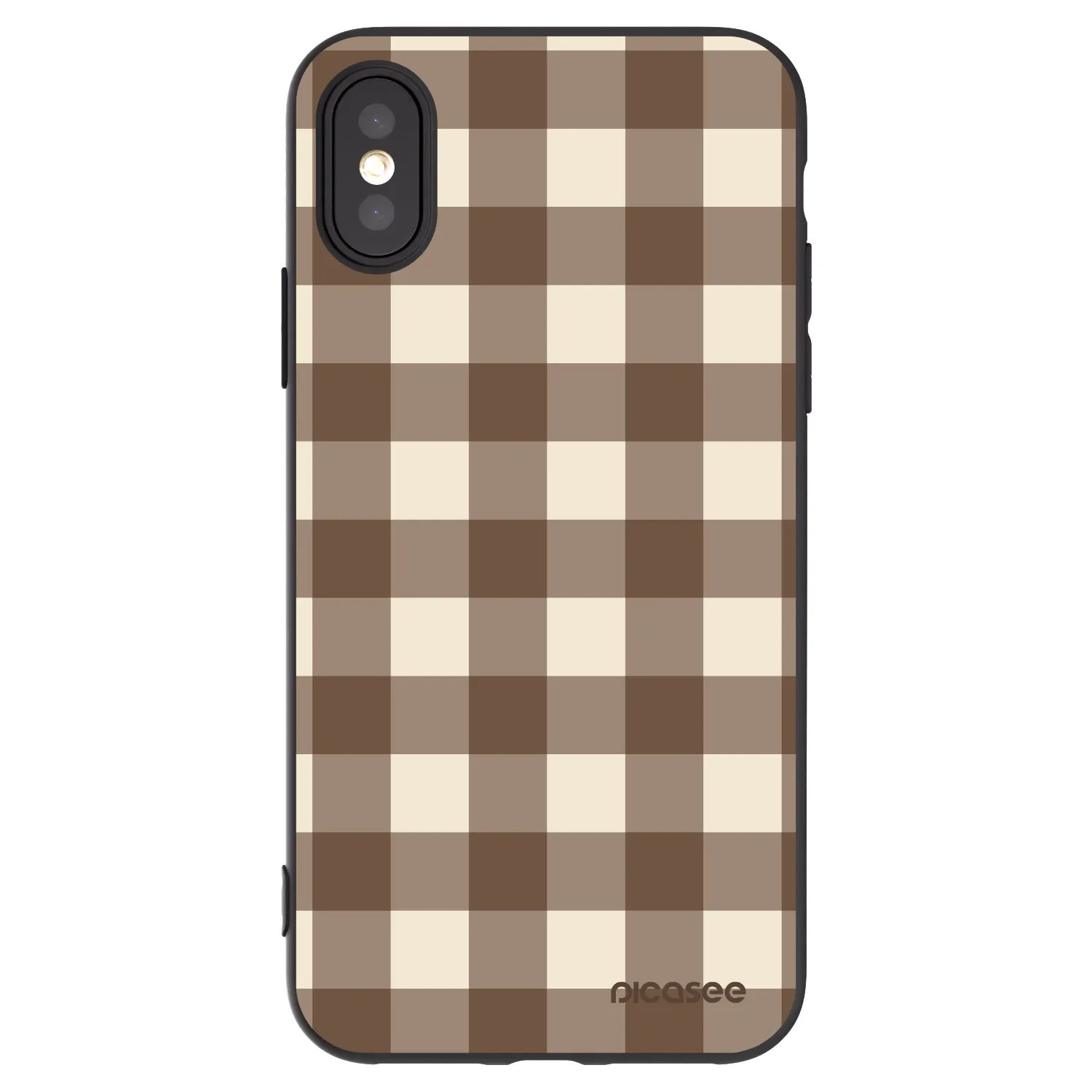 Picasee silikonový černý obal pro Apple iPhone X/XS - Brown grid