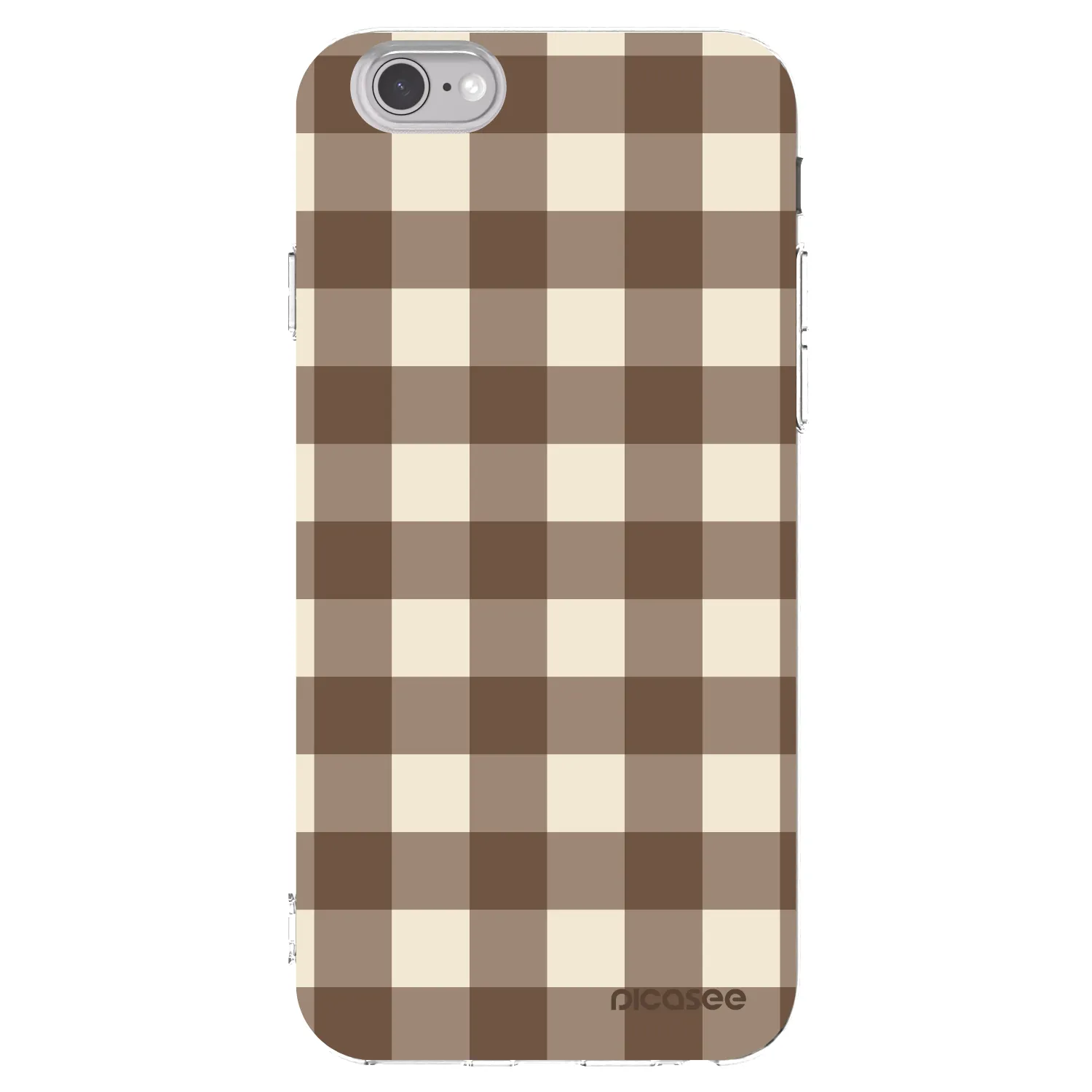 Picasee silikonový průhledný obal pro Apple iPhone 6/6S - Brown grid