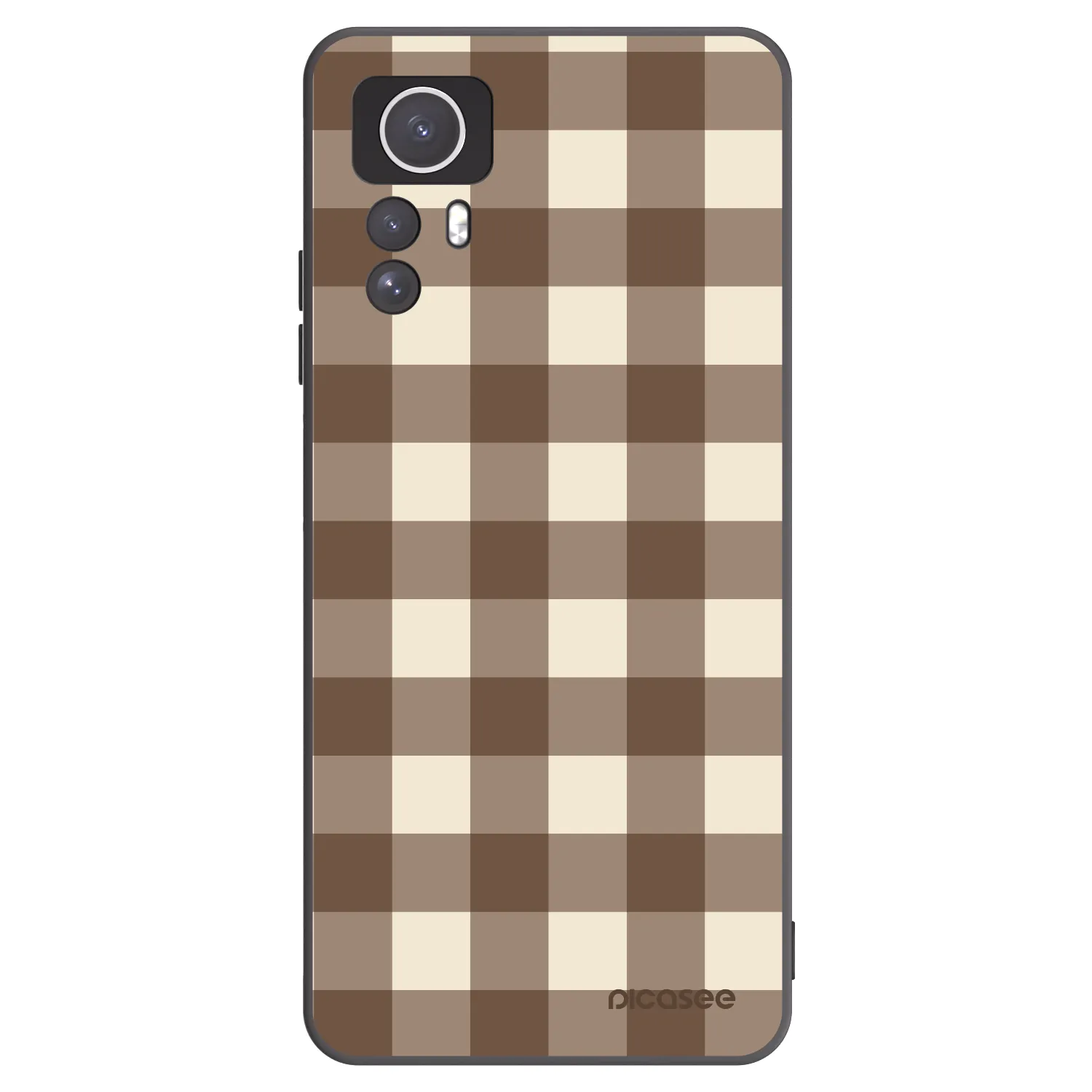 Picasee silikonový černý obal pro Xiaomi Redmi Note 12S - Brown grid
