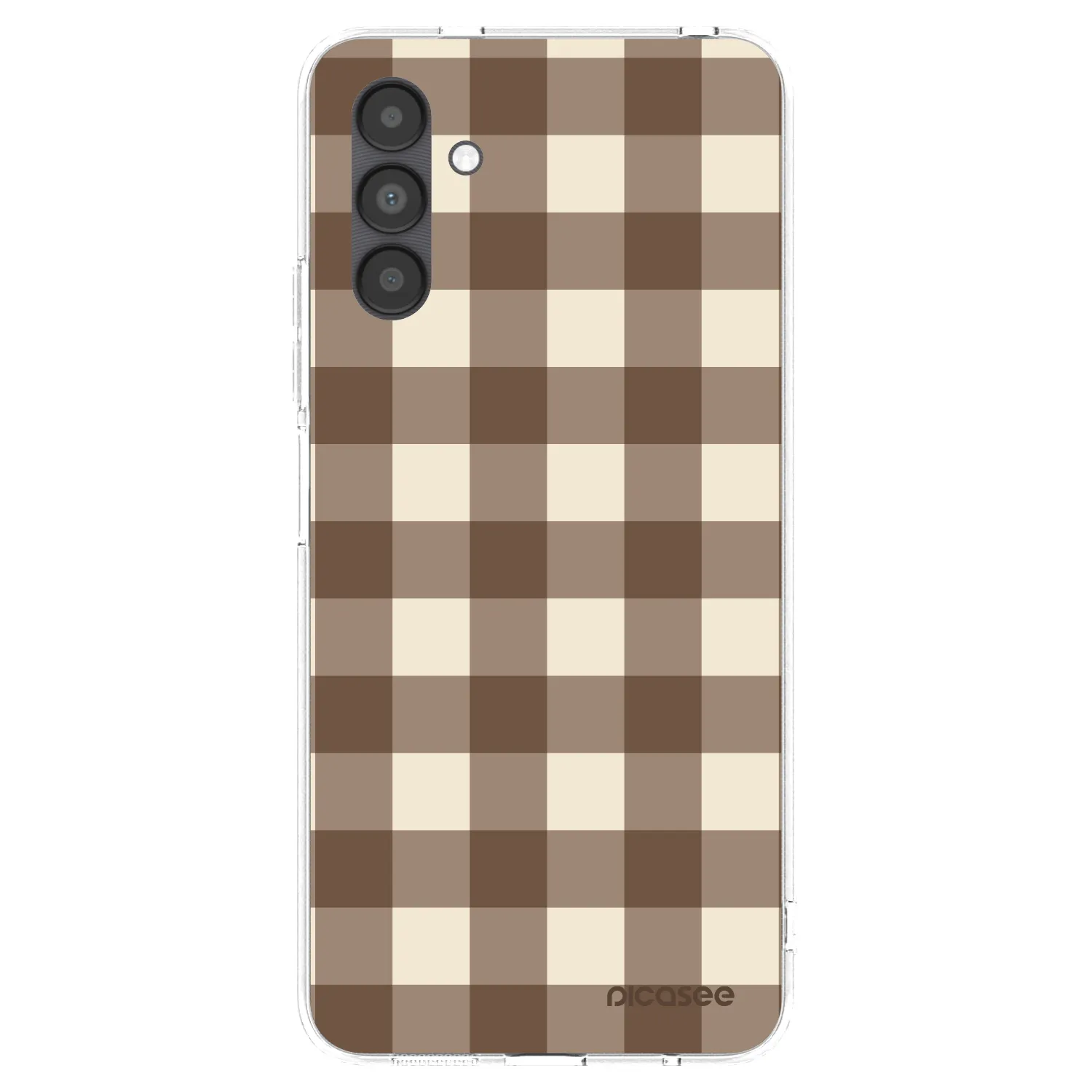 Picasee silikonový průhledný obal pro Samsung Galaxy A04s A047F - Brown grid