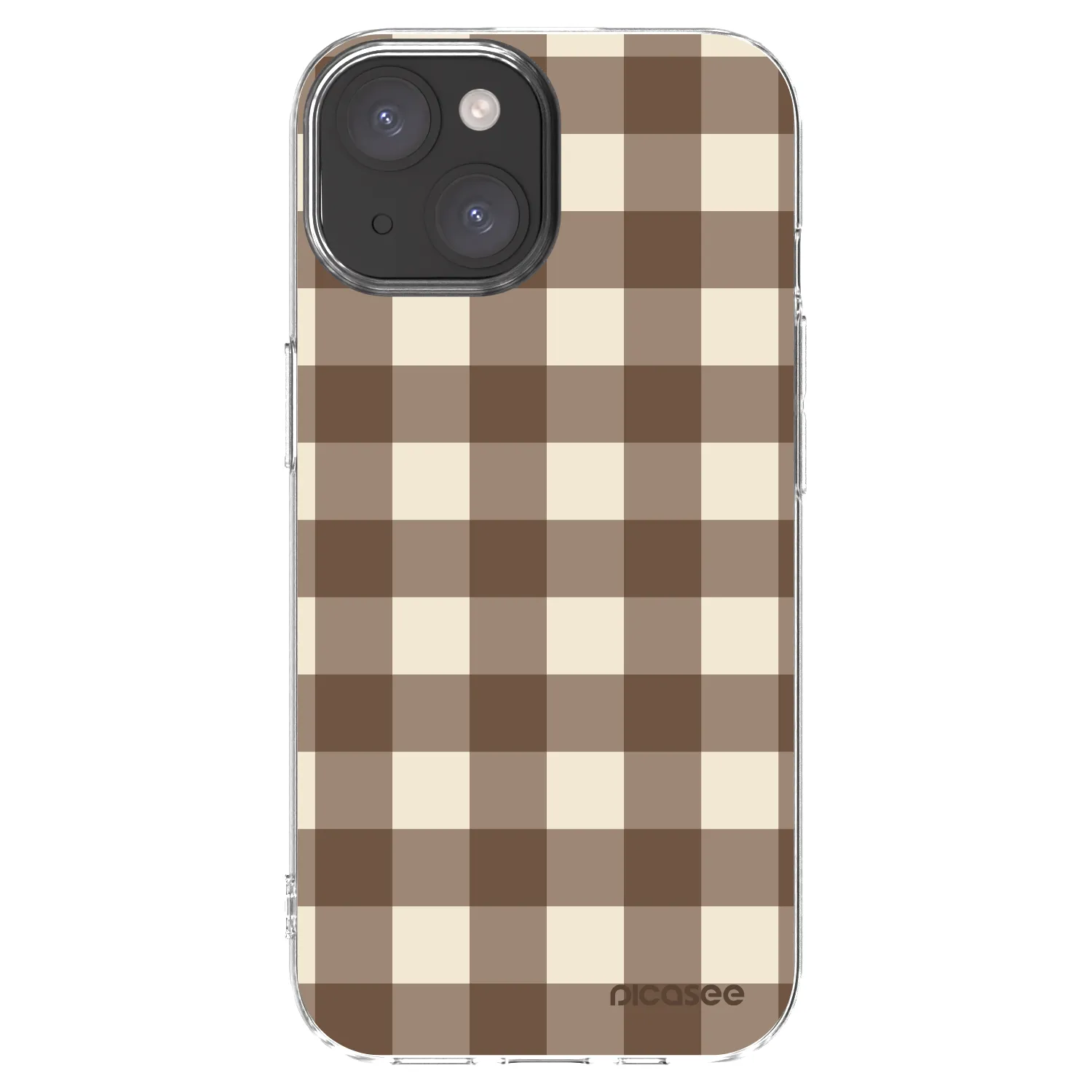 Picasee silikonový průhledný obal pro Apple iPhone 15 - Brown grid