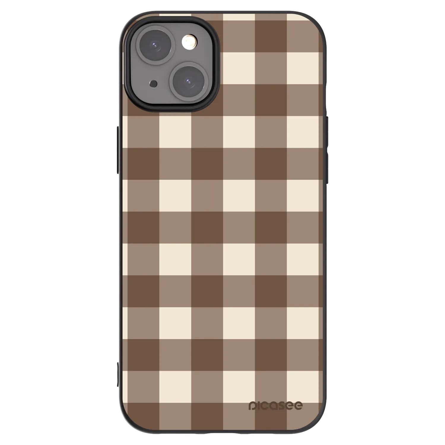 Picasee silikonový černý obal pro Apple iPhone 15 Plus - Brown grid