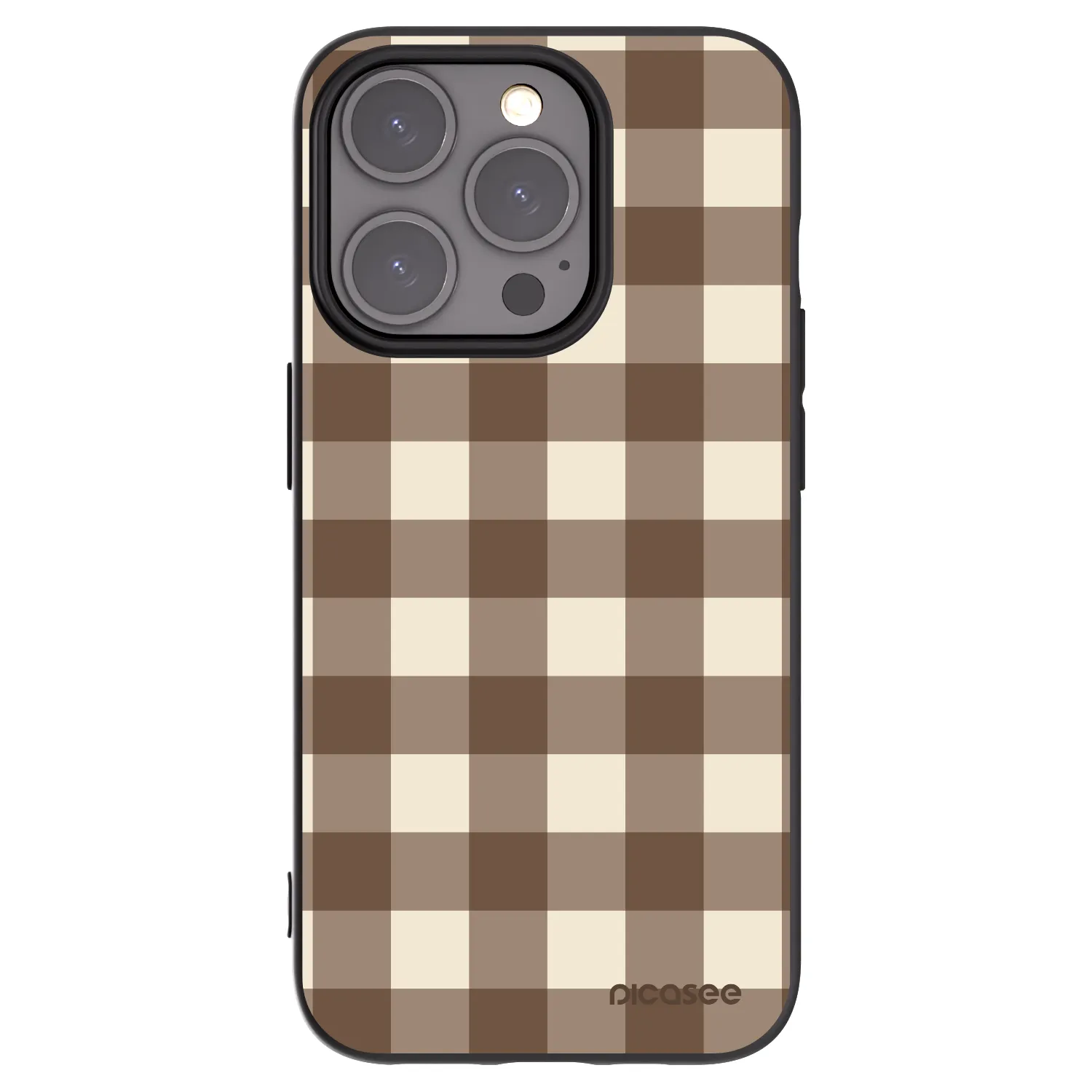 Picasee silikonový černý obal pro Apple iPhone 15 Pro - Brown grid