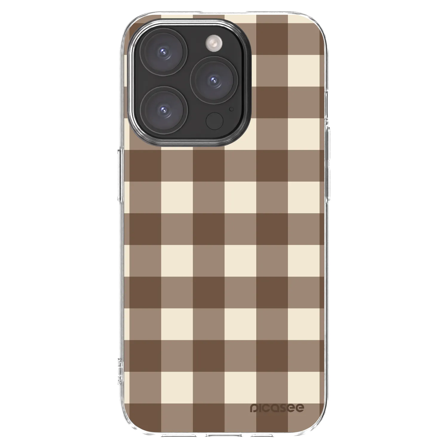 Picasee silikonový průhledný obal pro Apple iPhone 15 Pro - Brown grid