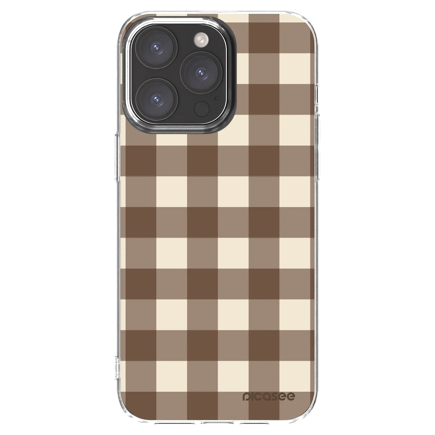 Picasee silikonový průhledný obal pro Apple iPhone 15 Pro Max - Brown grid