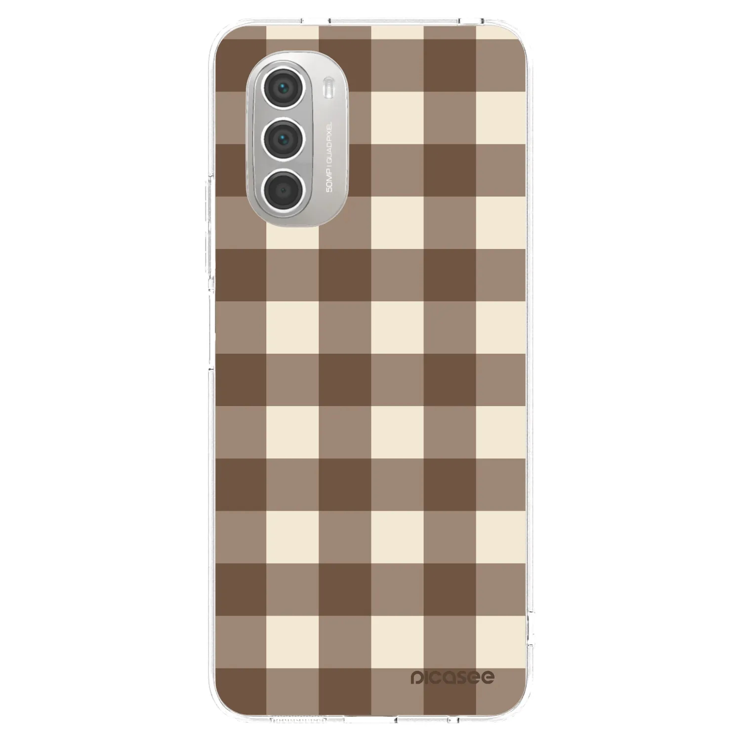 Picasee silikonový průhledný obal pro Motorola Moto G51 - Brown grid