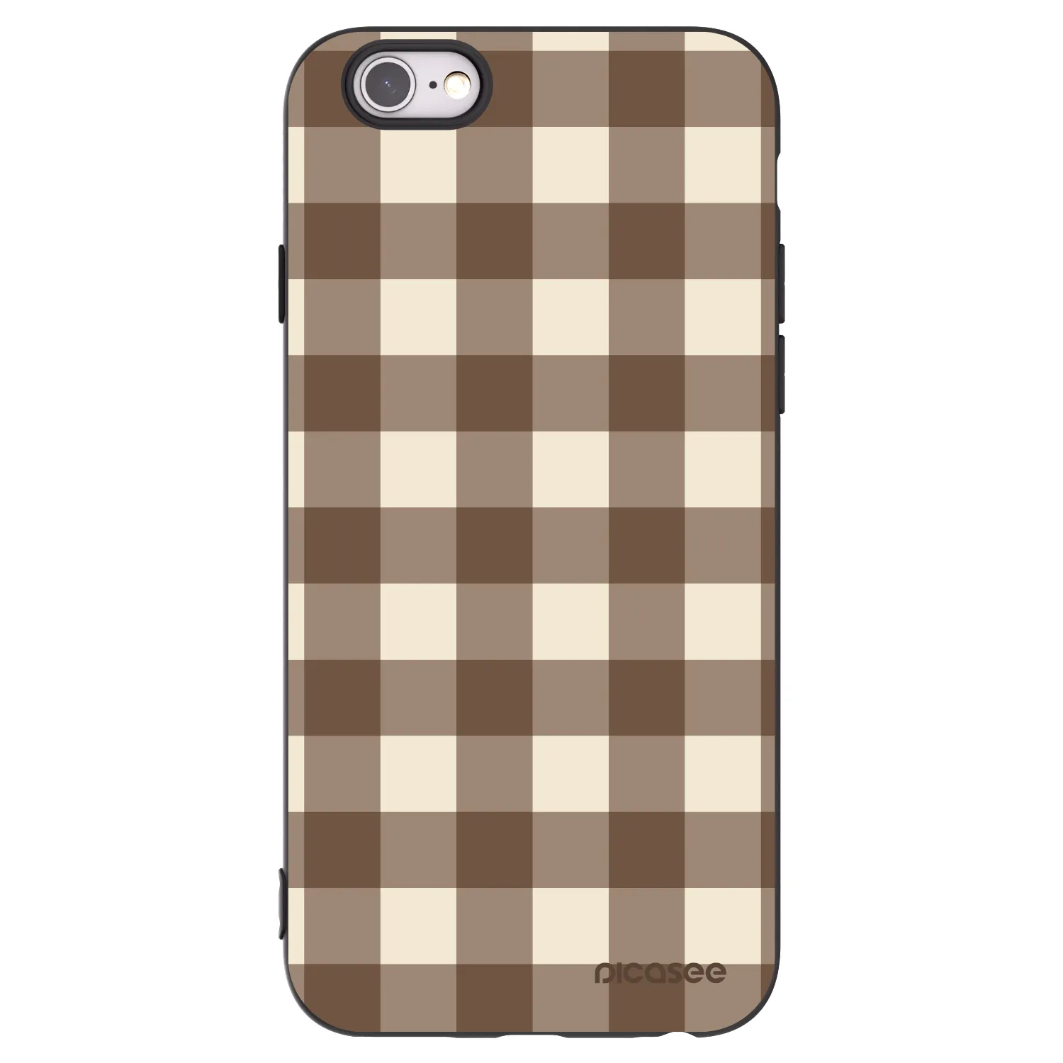 Picasee silikonový černý obal pro Apple iPhone 6/6S - Brown grid