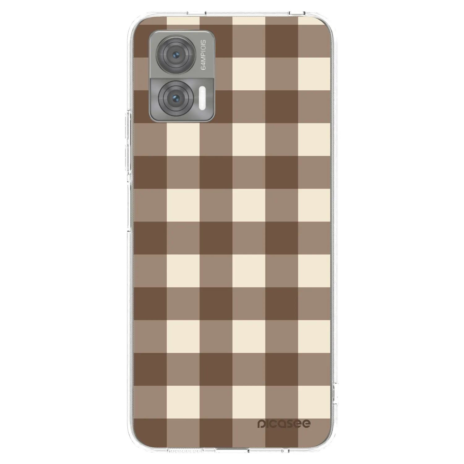 Picasee silikonový průhledný obal pro Motorola Edge 30 Neo - Brown grid