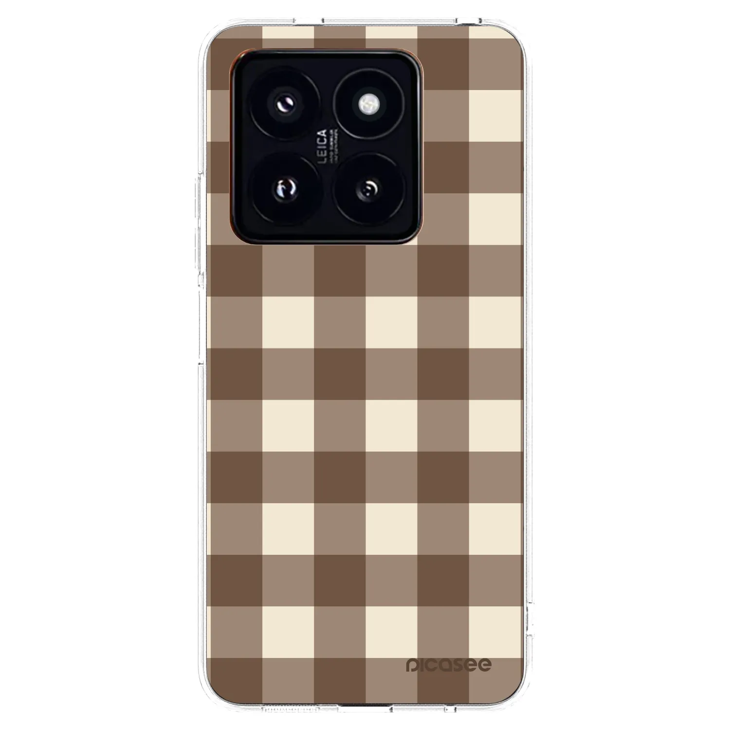 Picasee silikonový průhledný obal pro Xiaomi 14 Pro - Brown grid
