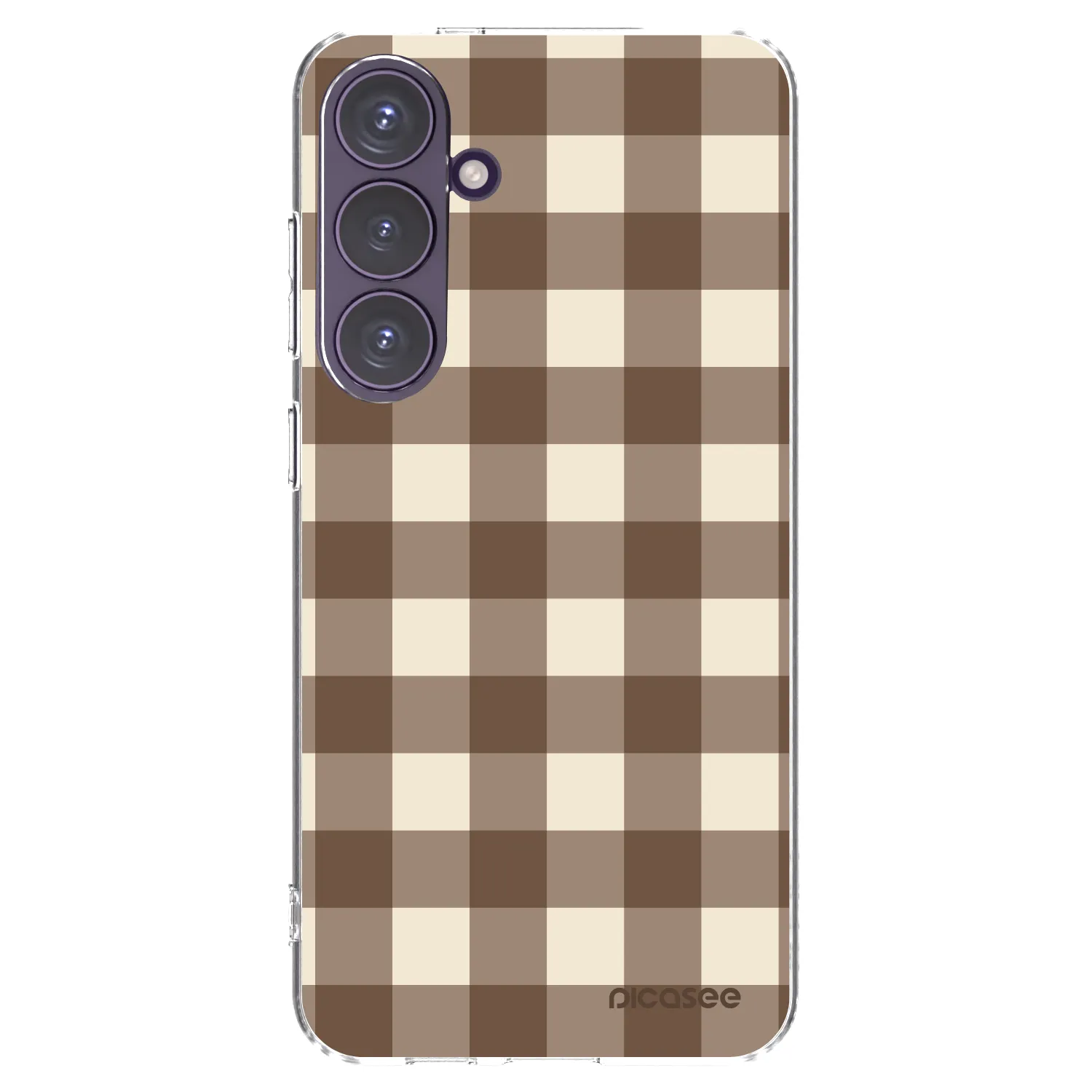 Picasee silikonový průhledný obal pro Samsung Galaxy S24+ S926B 5G - Brown grid