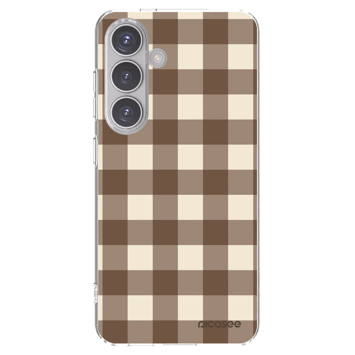 Picasee silikonový průhledný obal pro Samsung Galaxy S24 S921B 5G - Brown grid