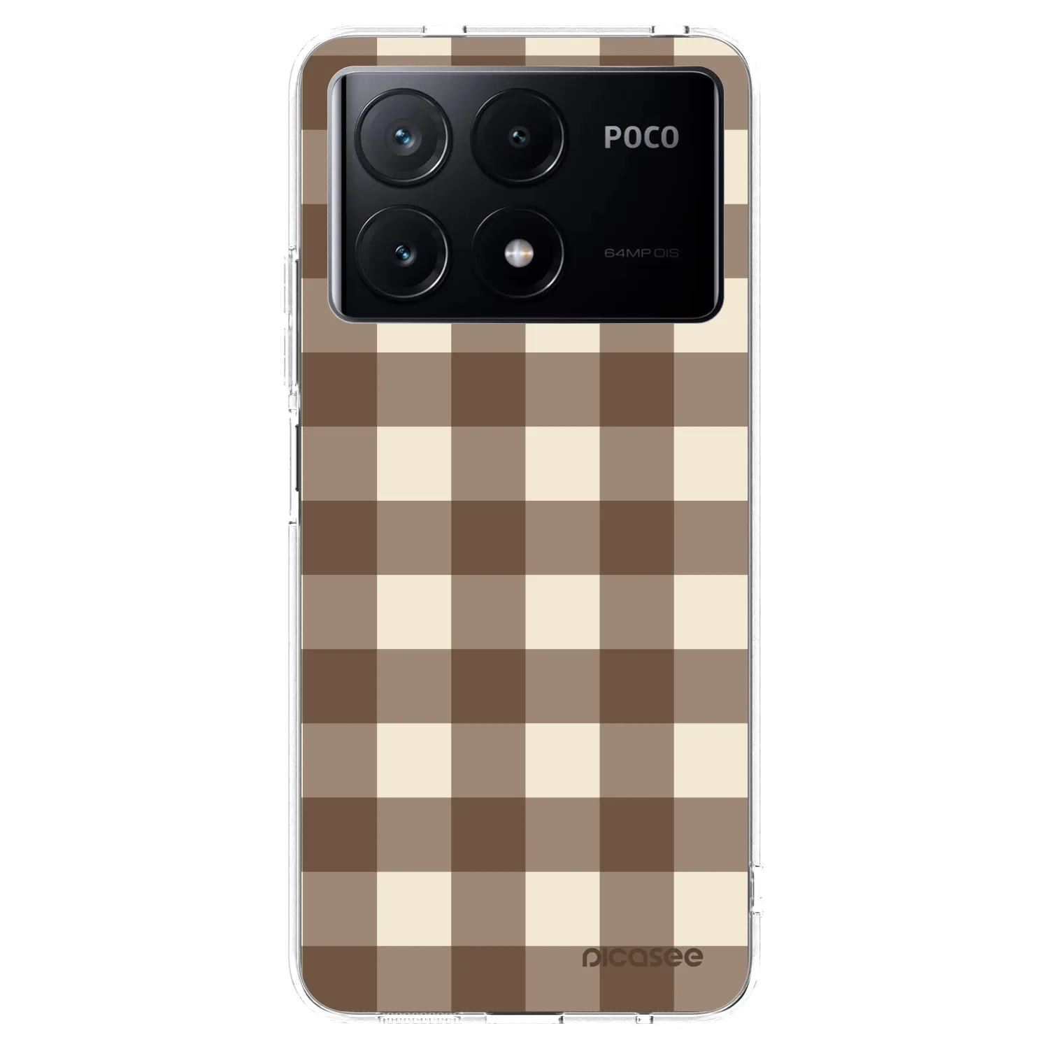 Picasee silikonový průhledný obal pro Xiaomi Poco X6 Pro - Brown grid