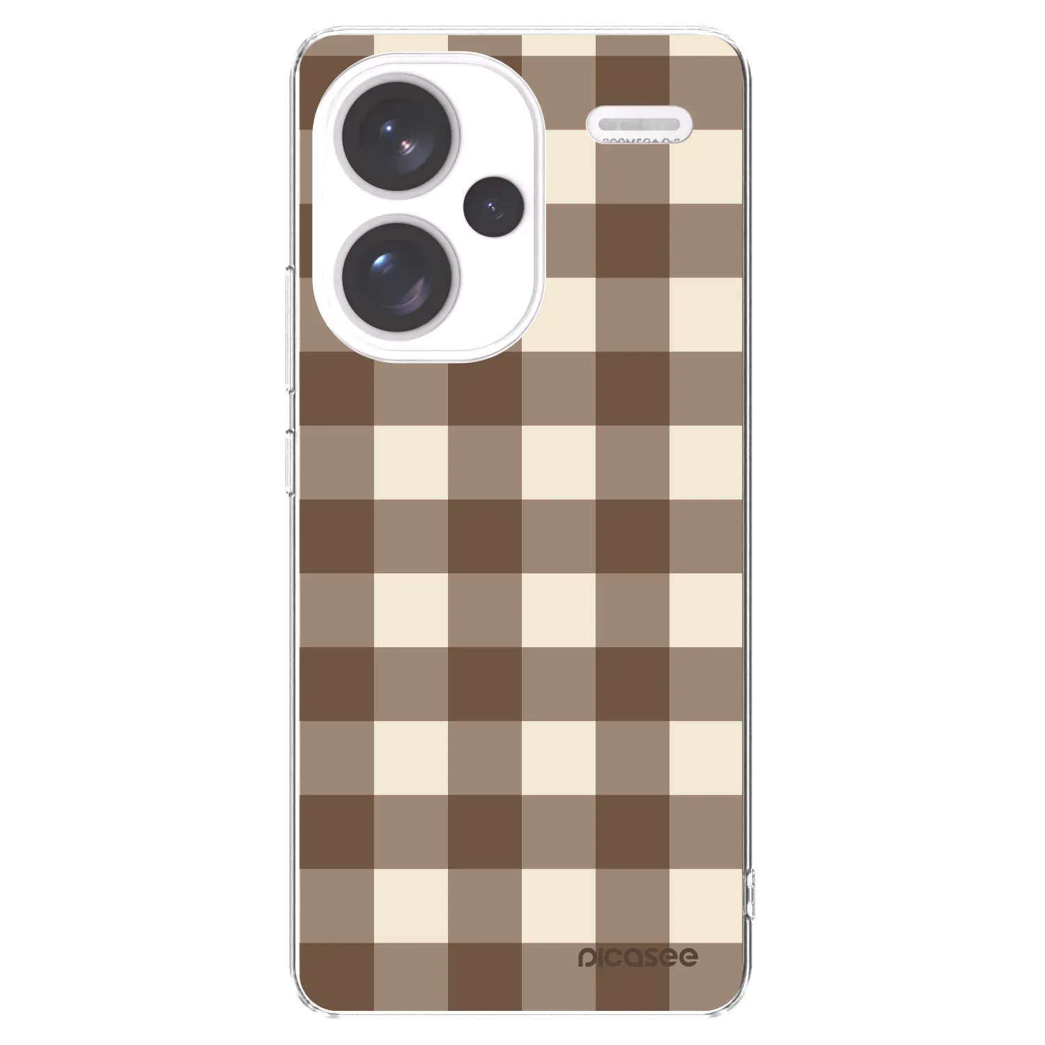 Picasee silikonový průhledný obal pro Xiaomi Redmi Note 13 Pro+ 5G - Brown grid