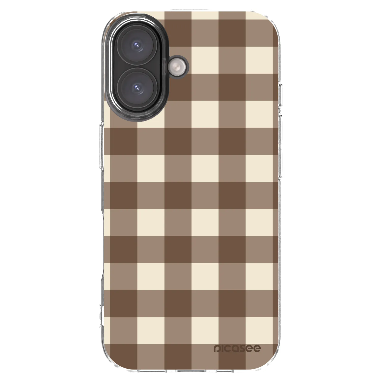 Picasee silikonový průhledný obal pro Apple iPhone 16 - Brown grid