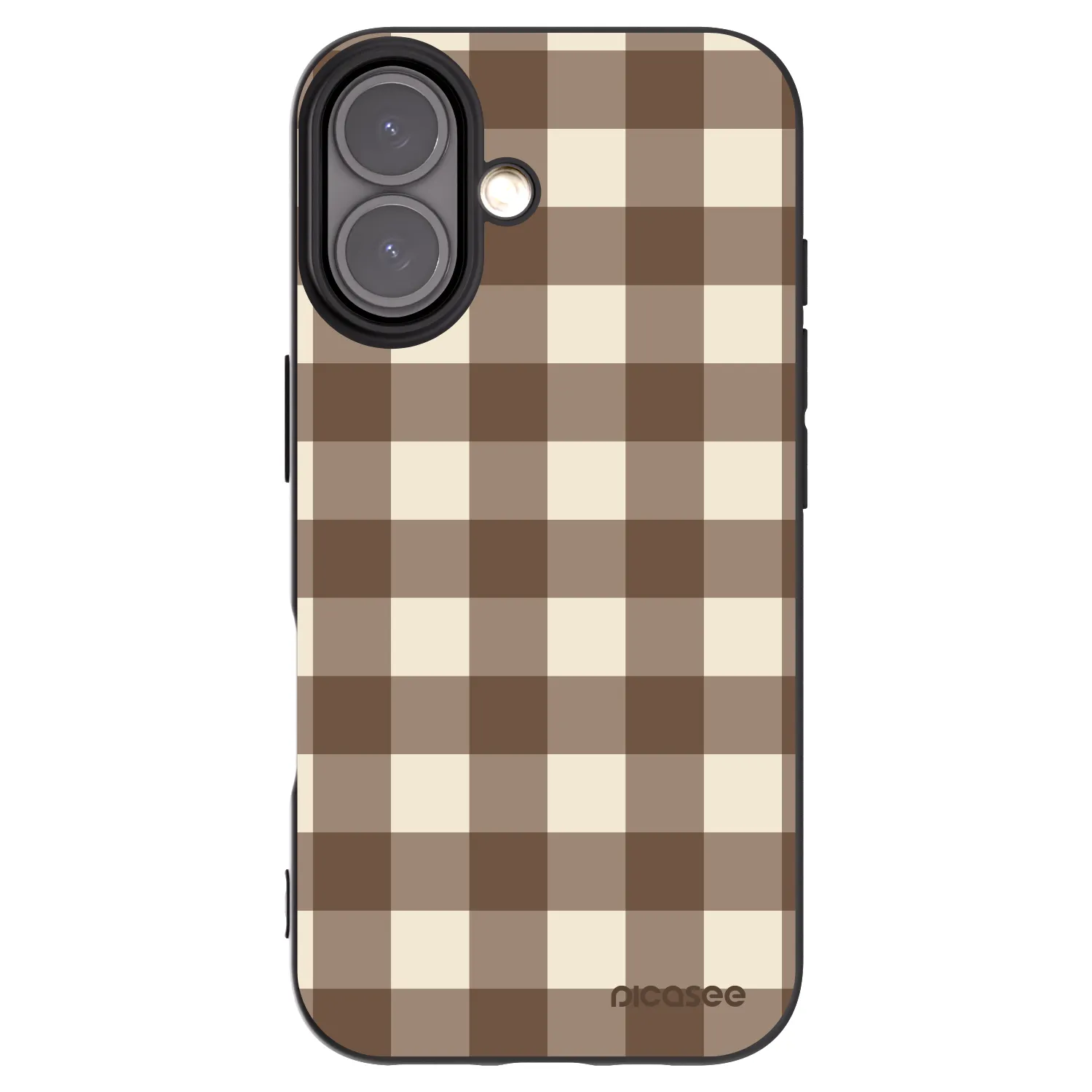 Picasee silikonový černý obal pro Apple iPhone 16 - Brown grid