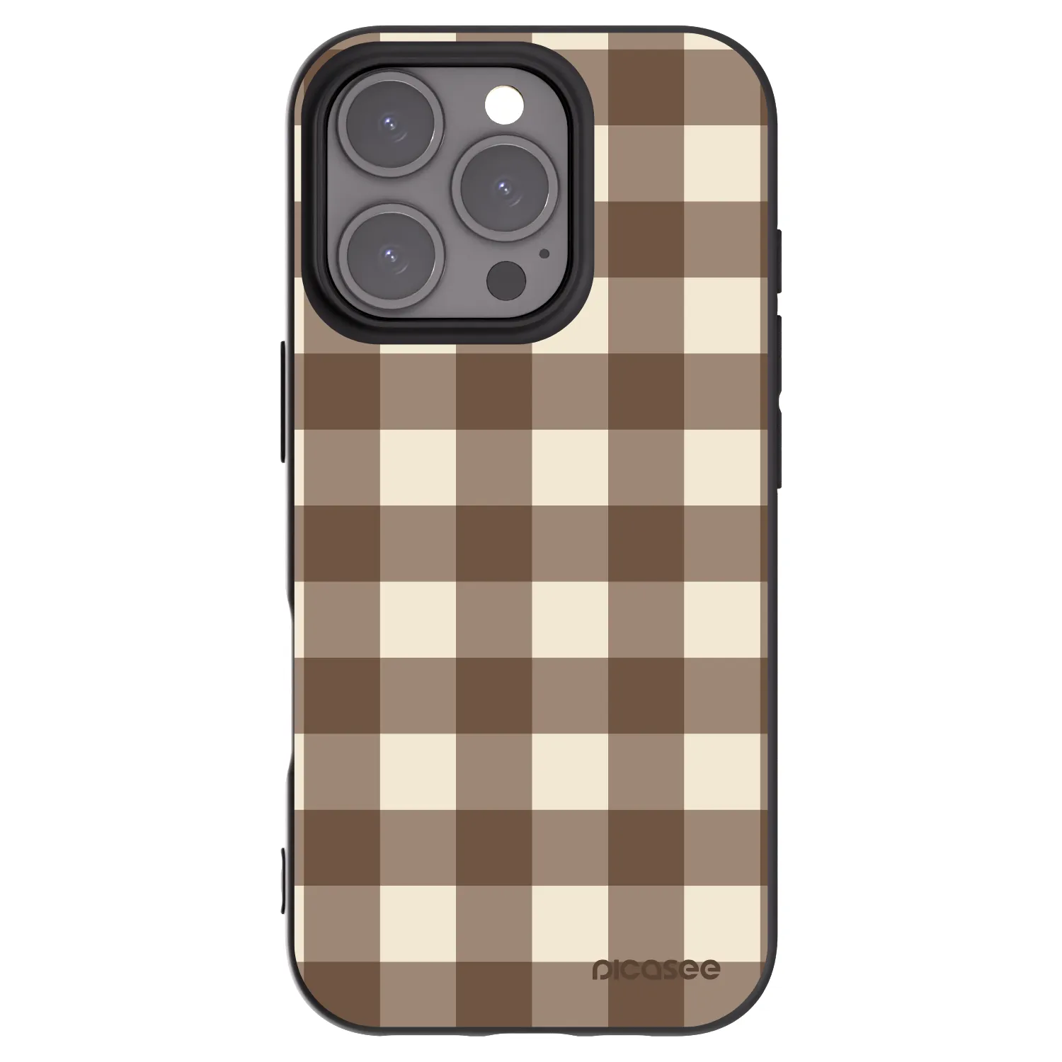 Picasee silikonový černý obal pro Apple iPhone 16 Pro - Brown grid