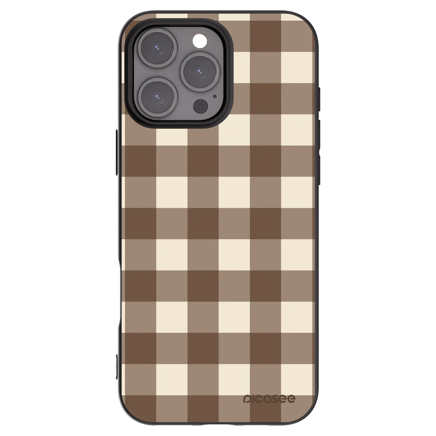 Picasee silikonový černý obal pro Apple iPhone 16 Pro Max - Brown grid