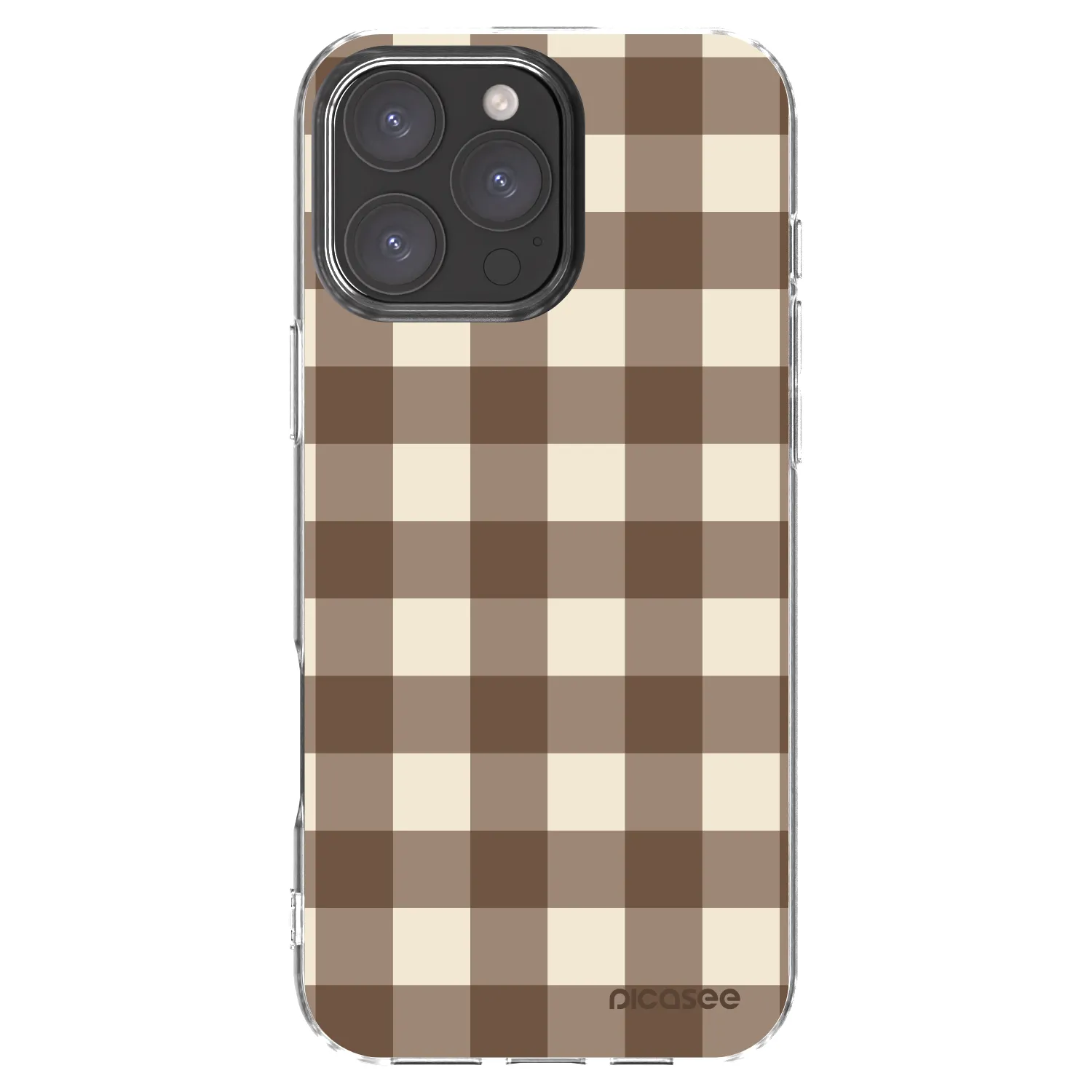 Picasee silikonový průhledný obal pro Apple iPhone 16 Pro Max - Brown grid