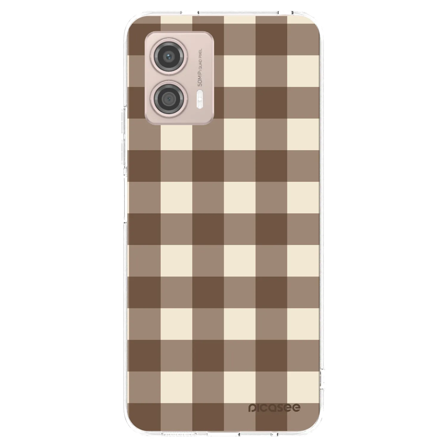 Picasee silikonový průhledný obal pro Motorola Moto G53 5G - Brown grid