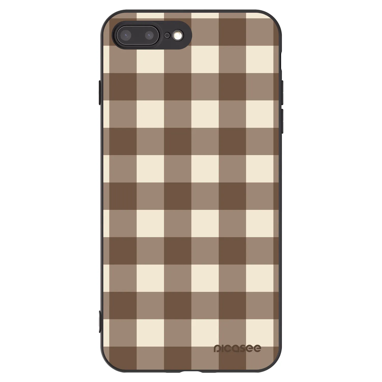Picasee silikonový černý obal pro Apple iPhone 8 Plus - Brown grid