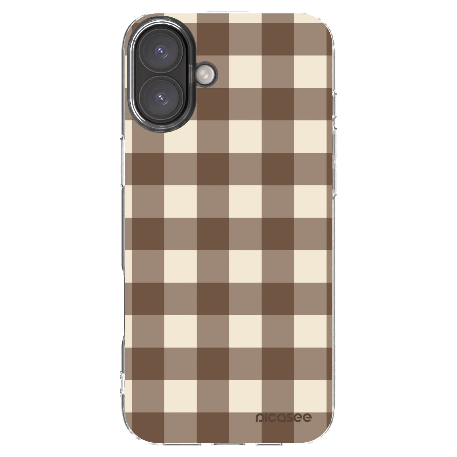 Picasee silikonový průhledný obal pro Apple iPhone 16 Plus - Brown grid