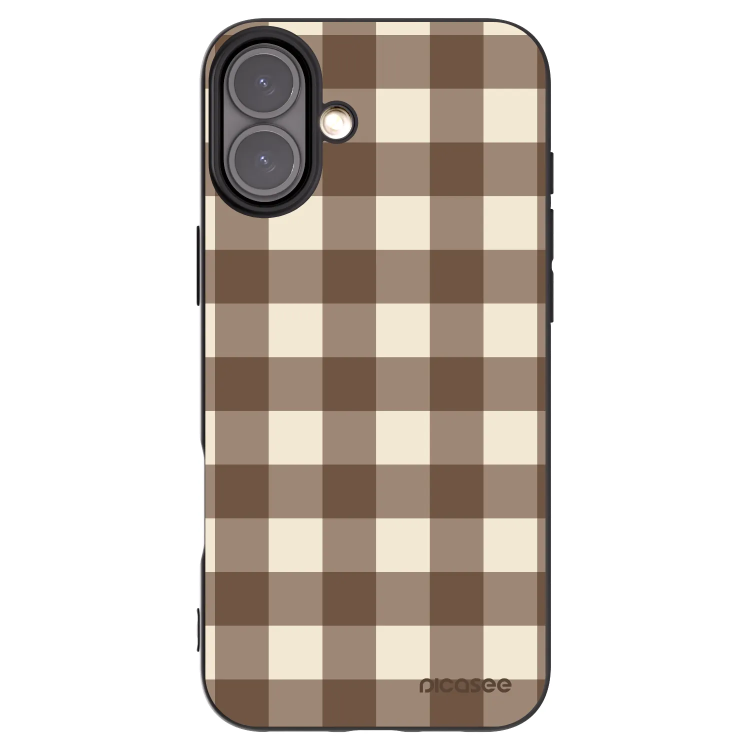 Picasee silikonový černý obal pro Apple iPhone 16 Plus - Brown grid