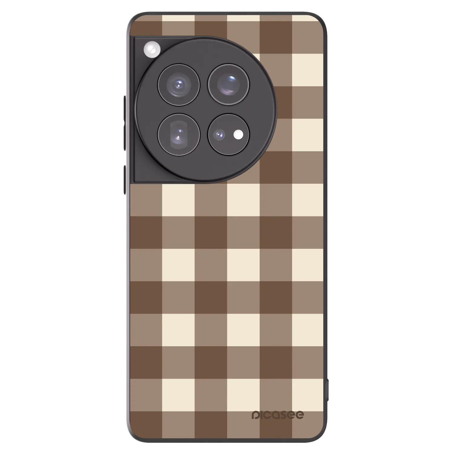 Picasee silikonový černý obal pro OnePlus 12 5G - Brown grid