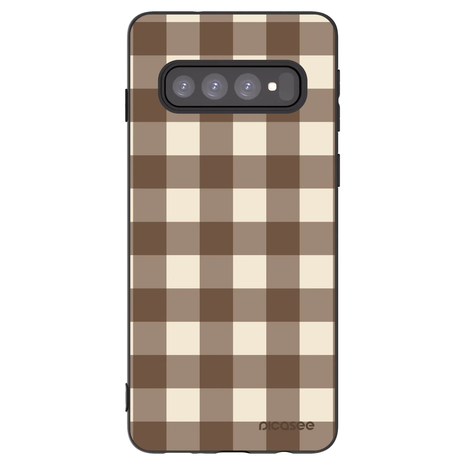 Picasee silikonový černý obal pro Samsung Galaxy S10 G973 - Brown grid
