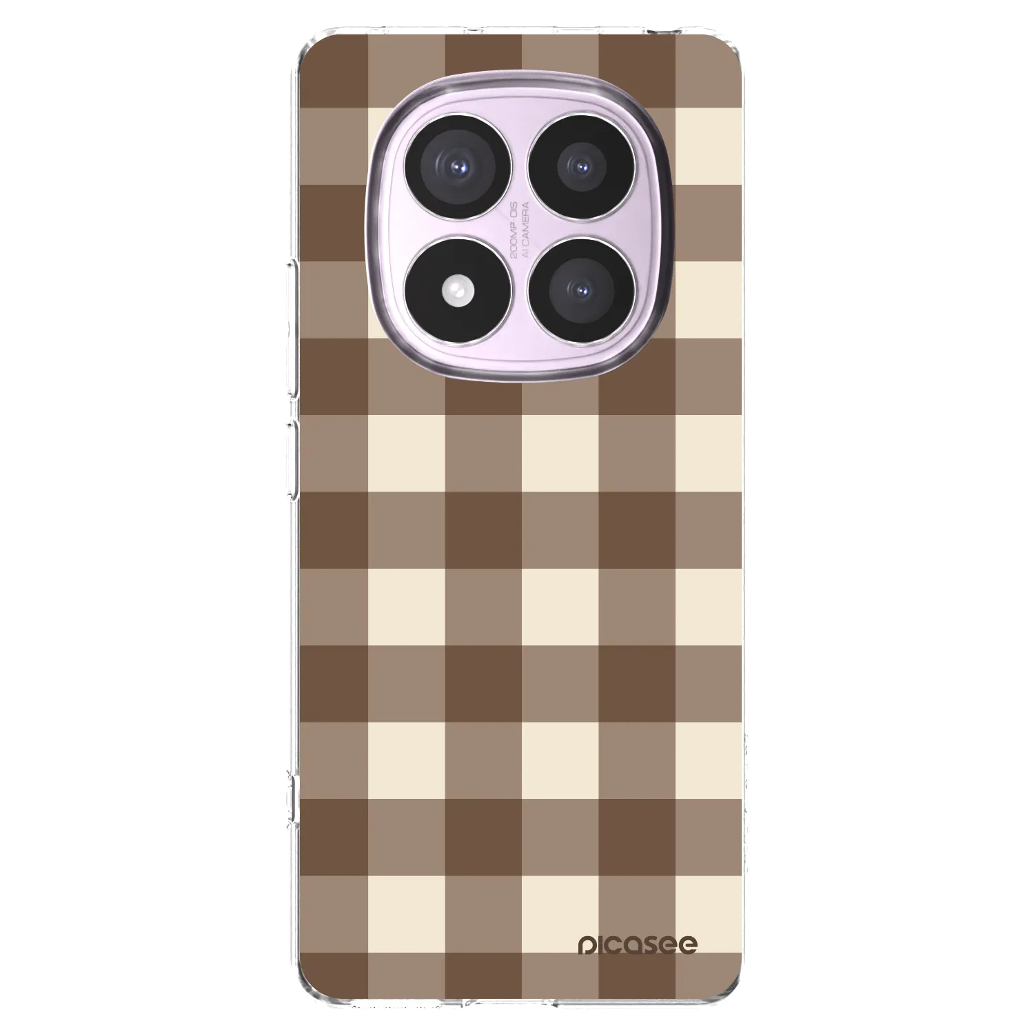Picasee silikonový průhledný obal pro Xiaomi Redmi Note 14 Pro 5G - Brown grid
